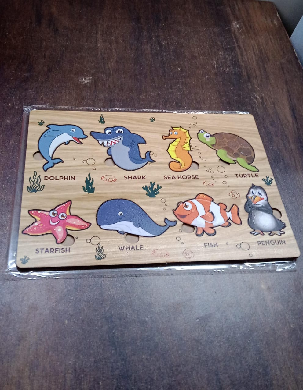 Seawater Animal Wooden Puzzle Learning Educational Board (1 Set) - Bhavnagar Deodap