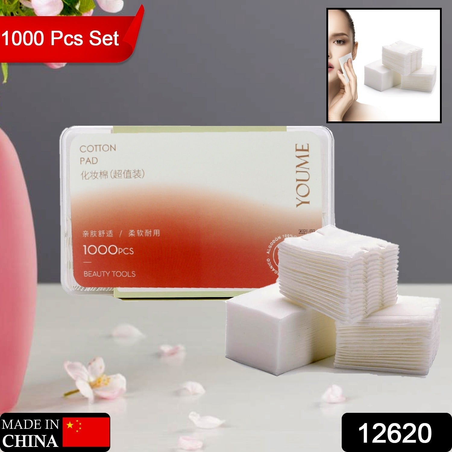 Ultra Thin Makeup Facial Cotton Pads, Soft Lint Free Dry Nails / Lips / Eyes Polish Remover Pads, Square Cosmetic Beauty Cotton Pads, Non-woven Cotton Makeup Remover (1000 Pcs Set) - Bhavnagar Deodap