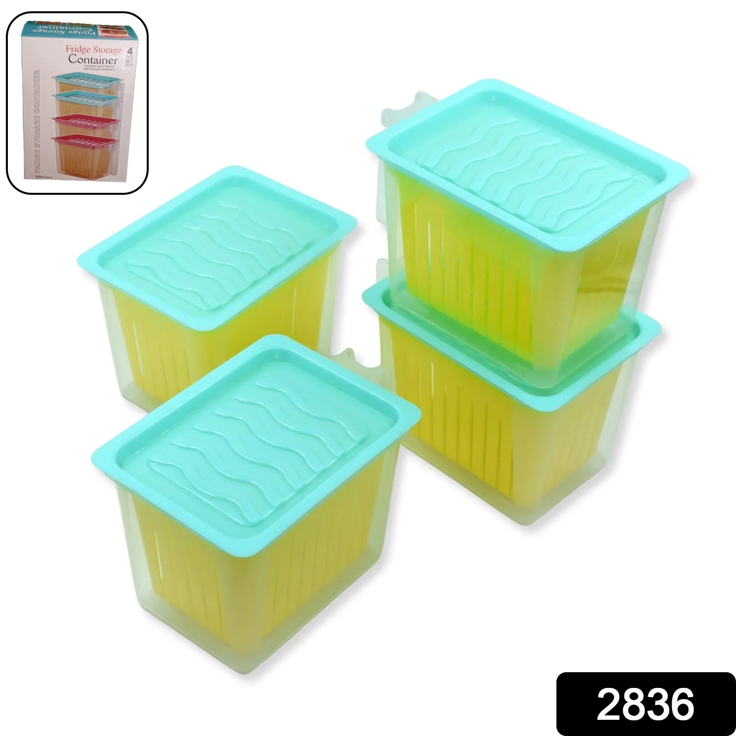Fridge Storage Containers with Handle Plastic Storage Container for Kitchen(4 Pcs Set) - Bhavnagar Deodap
