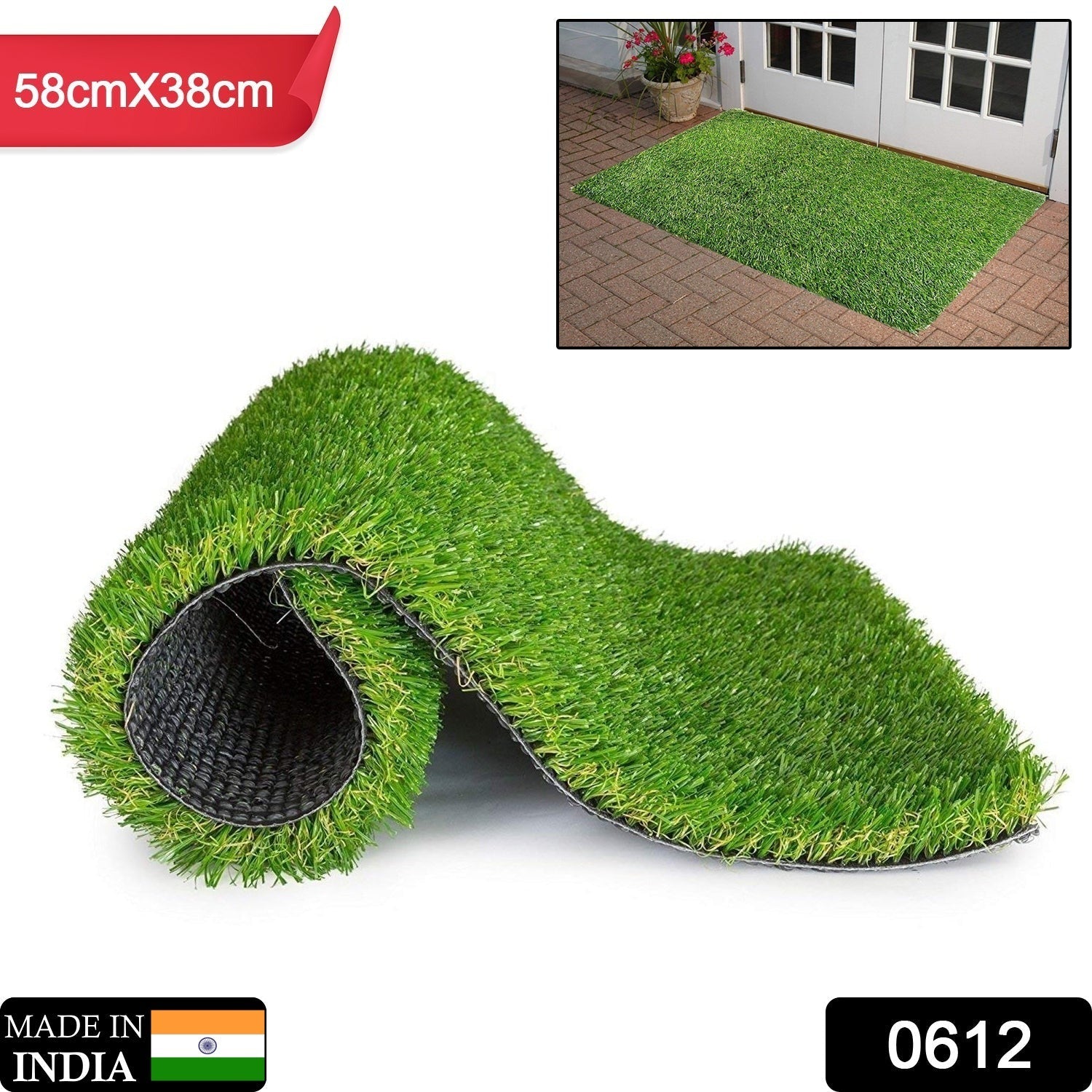 Artificial Grass for Balcony Or Doormat, Soft and Durable Plastic Turf Carpet 58x38cm - Bhavnagar Deodap