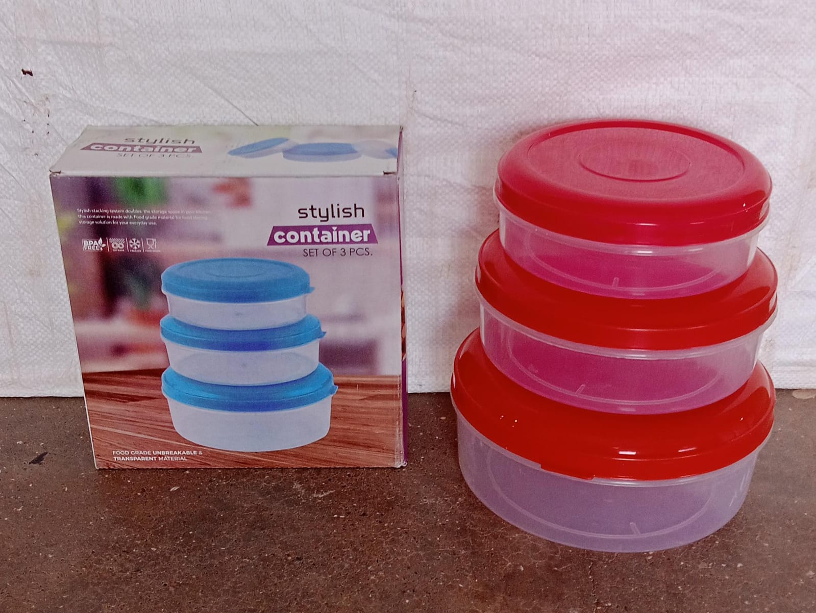 Heavy Plastic Material Stackable & Reusable Classic Round Plastic Big Storage Container Box For Kitchen & Home Organization (PACK OF 3) - Bhavnagar Deodap