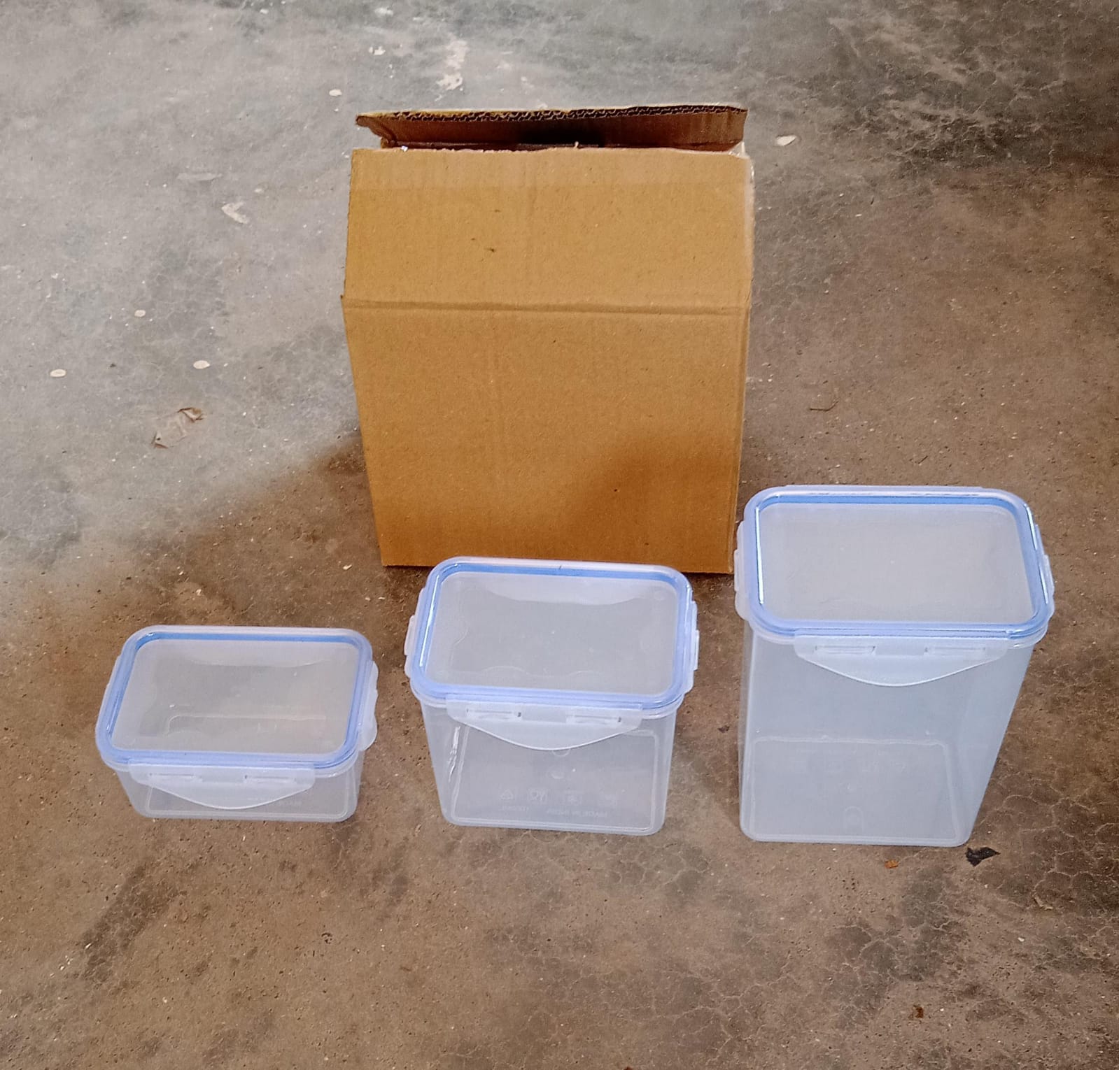 Kitchen Storage Container Set with Food Grade Plastic and Air Seal Lock Lid for Storage of Grocery, Spices, Dry fruits Use For Home, Office, Restaurant, Canteens (3 Piece Set) - Bhavnagar Deodap