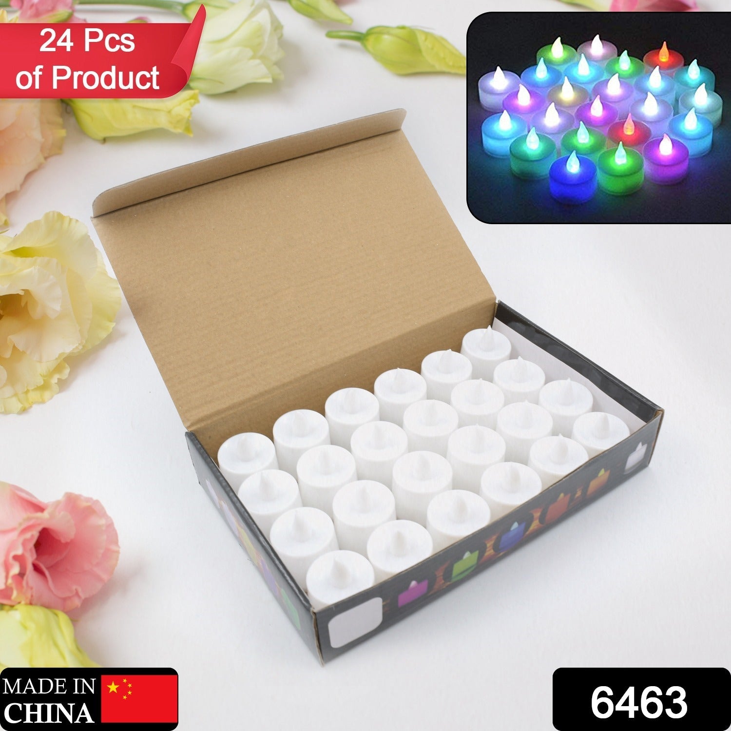 Multicolor LED Tealights Candles (24 Pack): Festive Decorations - Bhavnagar Deodap