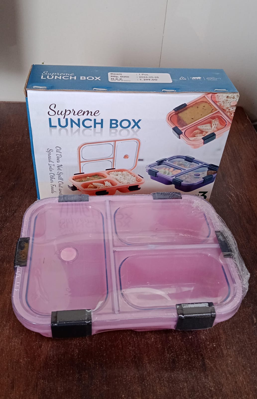 Plastic 3 Compartment Insulated Lunch Box, Lunch Box (1 Pc) - Bhavnagar Deodap