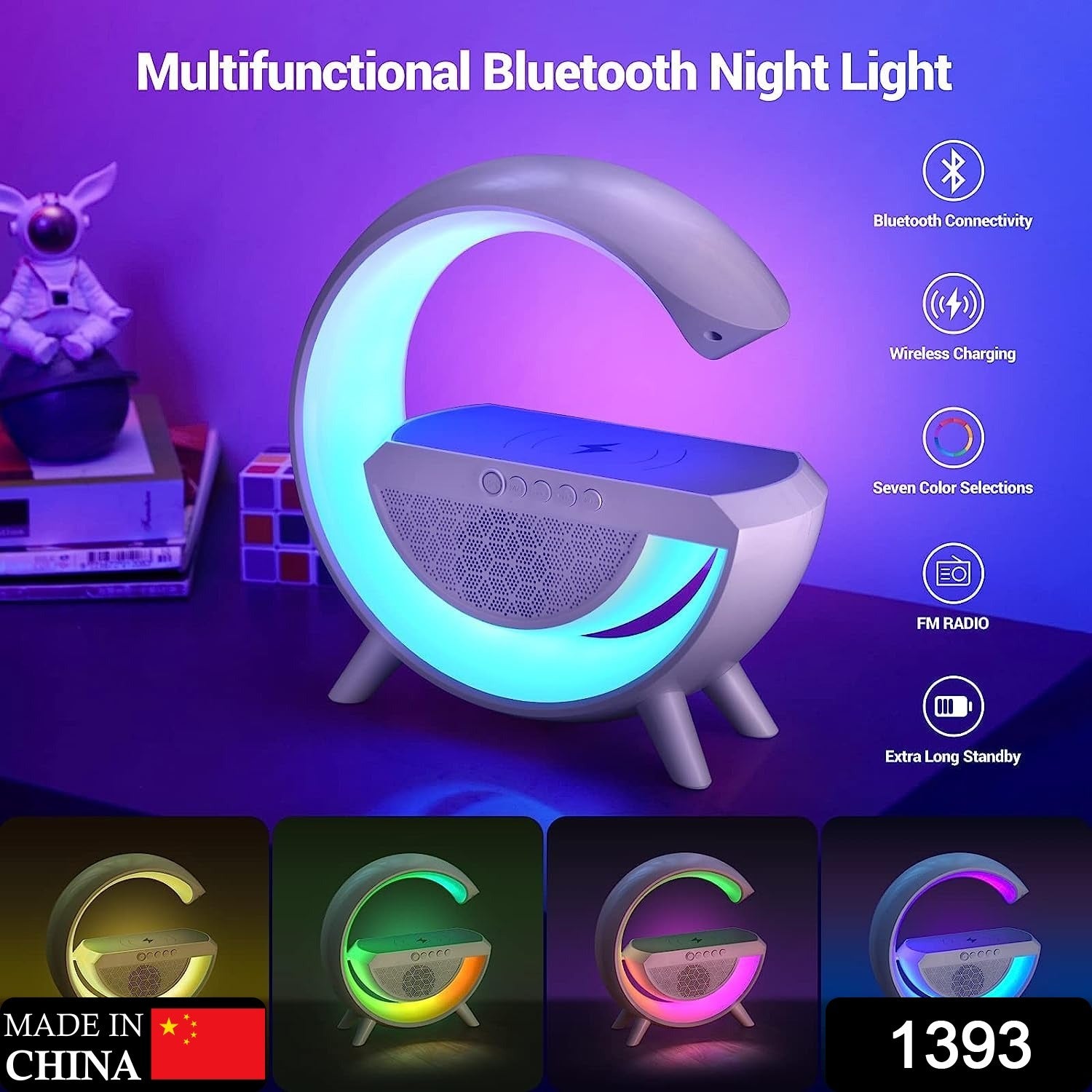 3-in-1 Multi-Function LED Night Lamp with Bluetooth Speaker, Wireless Charging, for Bedroom for Music, Party and Mood Lighting - Perfect Gift for All Occasions blootuth speaker (Media Player) - Bhavnagar Deodap