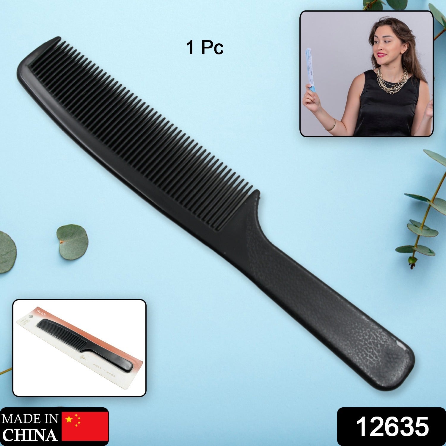 Barber Comb, Lightweight Plastic Comfortable Hair Comb Durable for Bathroom for Salon, Hair Comb Beauty Tool Use For Men & Women (1 Pc) - Bhavnagar Deodap