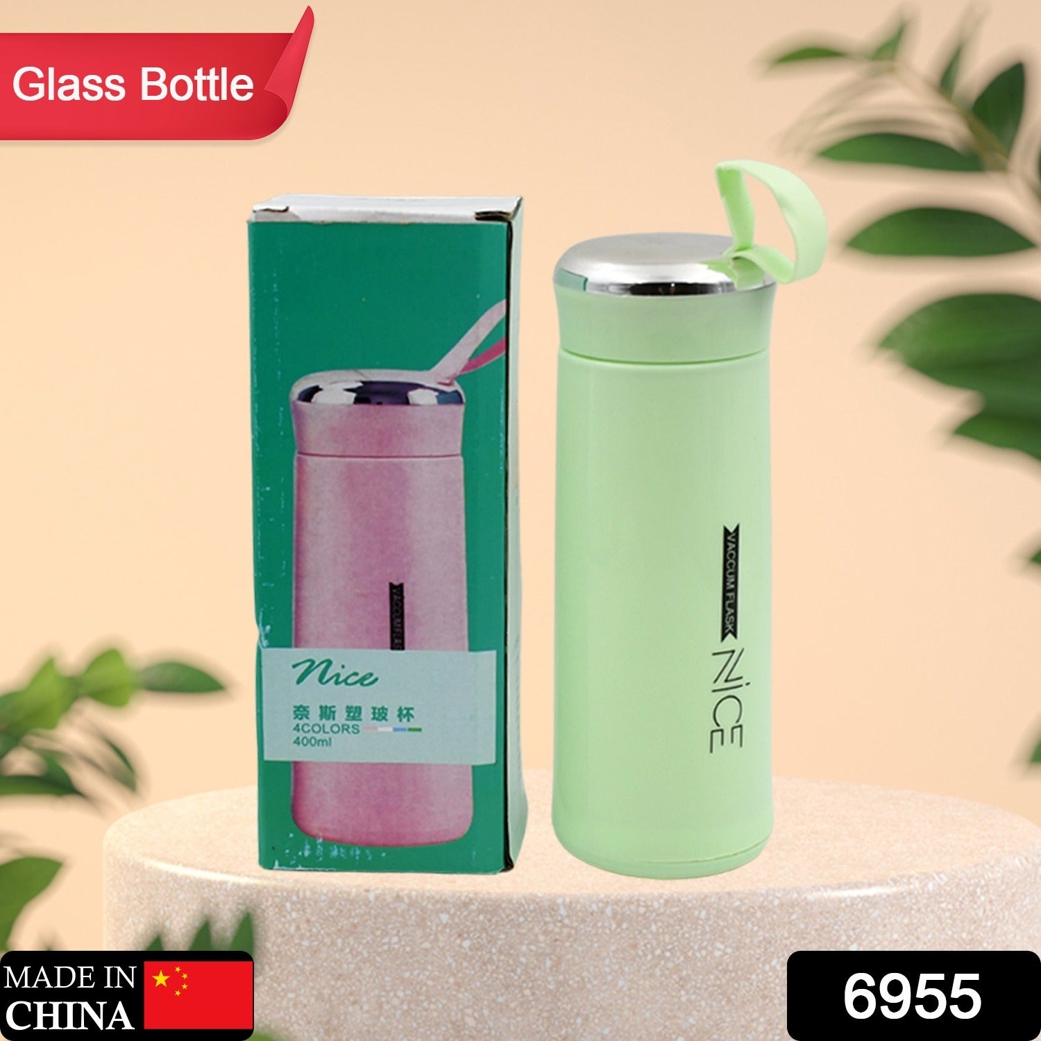 outdoor sport water bottle 400ml leak proof BPA-free for travel cold and hot water glass water bottle with daily water intake for gym and children (MOQ :-50 pc) - Bhavnagar Deodap