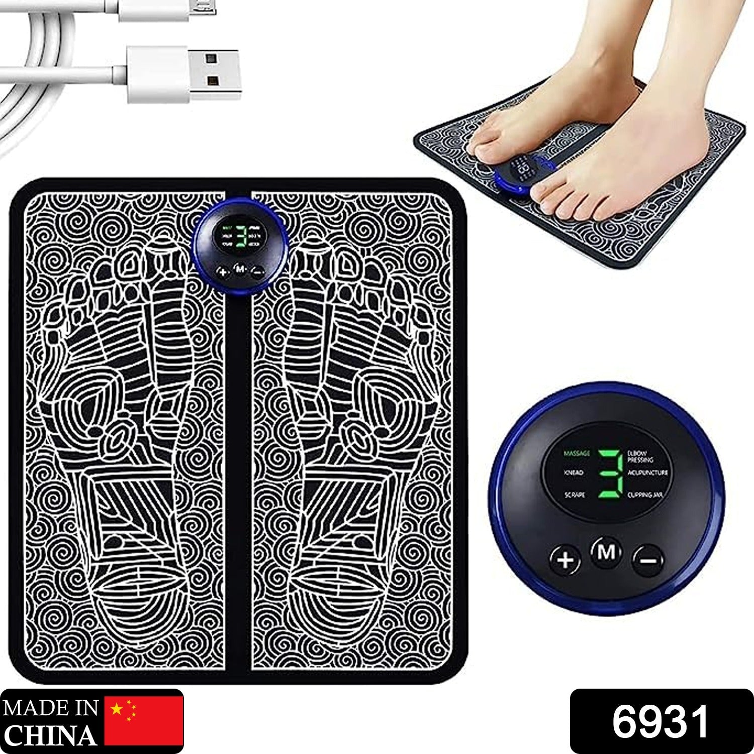 EMS Foot Massager, Electric Feet Massager, Deep Kneading Circulation Foot Booster for Feet and Legs Muscle Stimulator, Folding Portable Electric Massage Machine (Mix Design) - Bhavnagar Deodap
