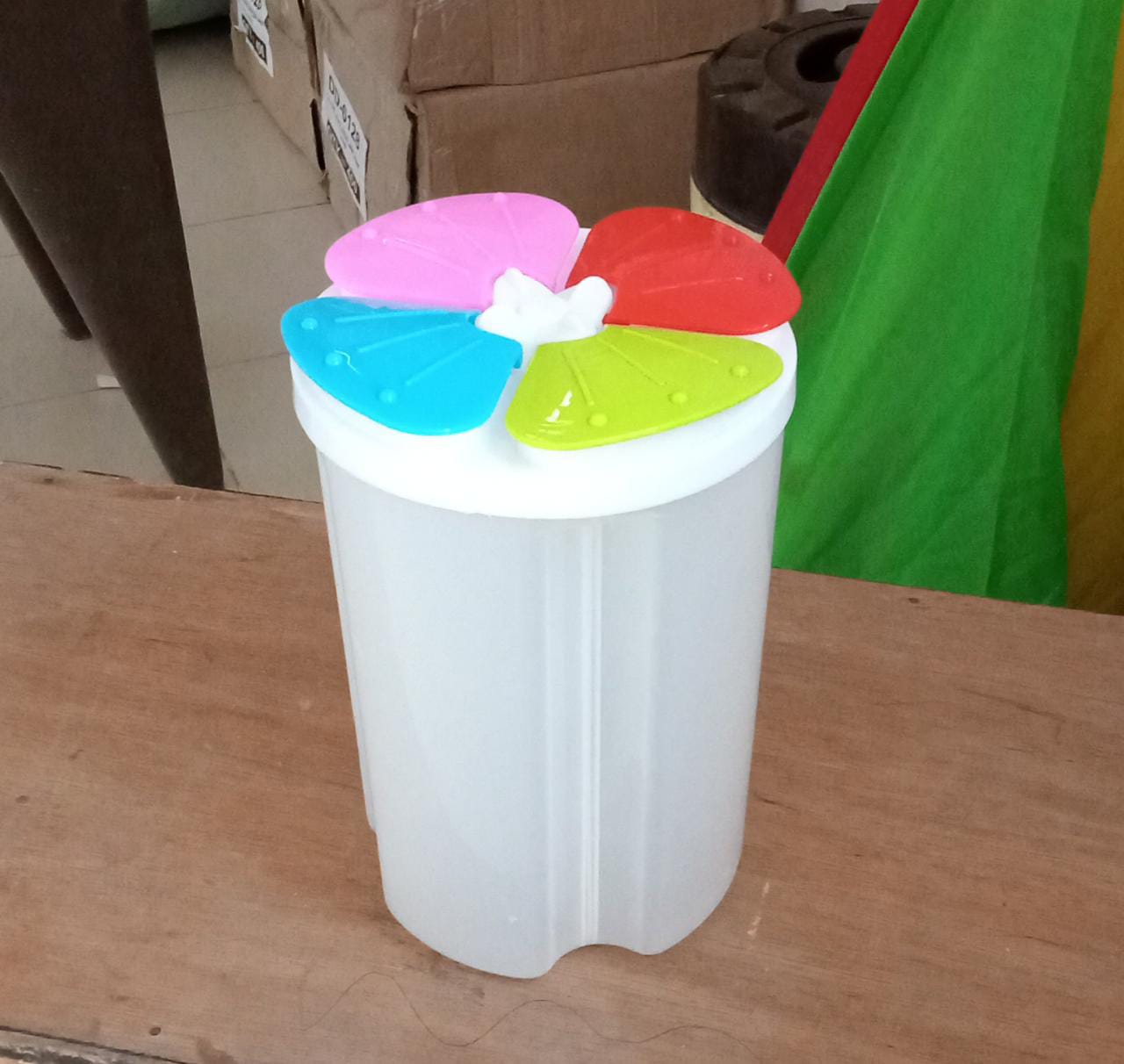 Kitchen Storage - Transparent Sealed Cans / Jars / Storage Box 4 Section - Bhavnagar Deodap