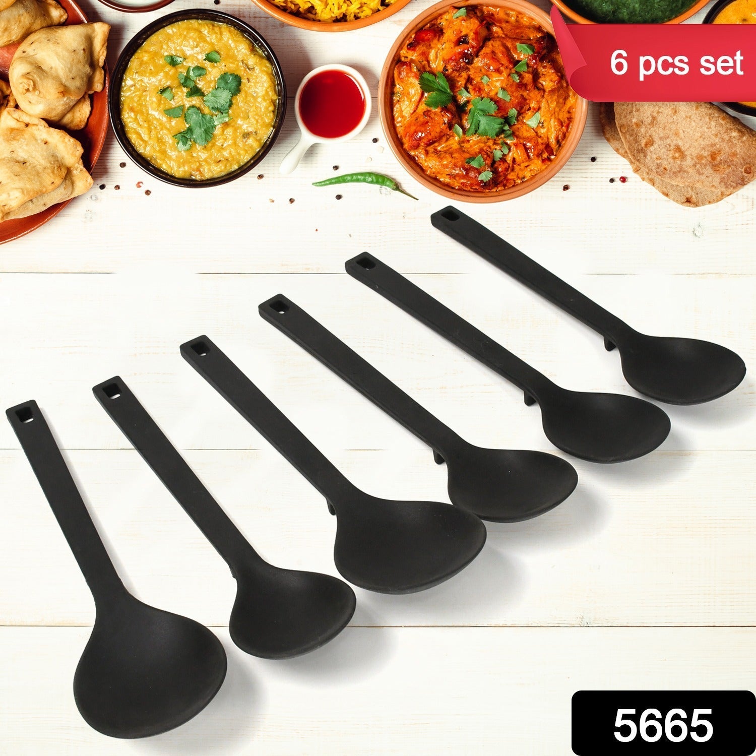 Multipurpose Silicone Spoon, Silicone Basting Spoon Non-Stick Kitchen Utensils Household Gadgets Heat-Resistant Non Stick Spoons Kitchen Cookware Items For Cooking and Baking (6 Pcs Set) - Bhavnagar Deodap