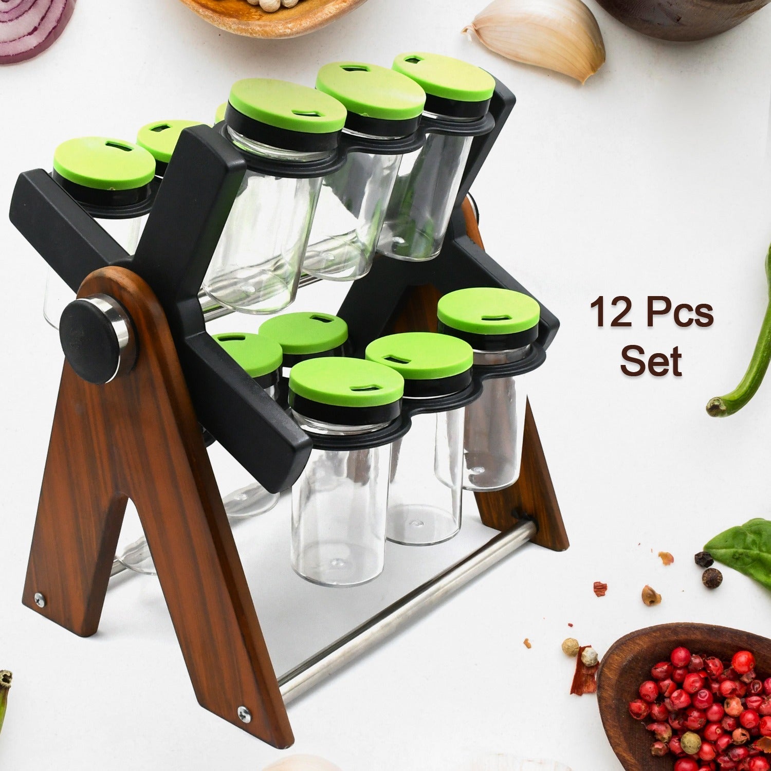 360 Degree Revolving Masala Box Container Spice Rack Containers Set (12 pcs Set) - Bhavnagar Deodap