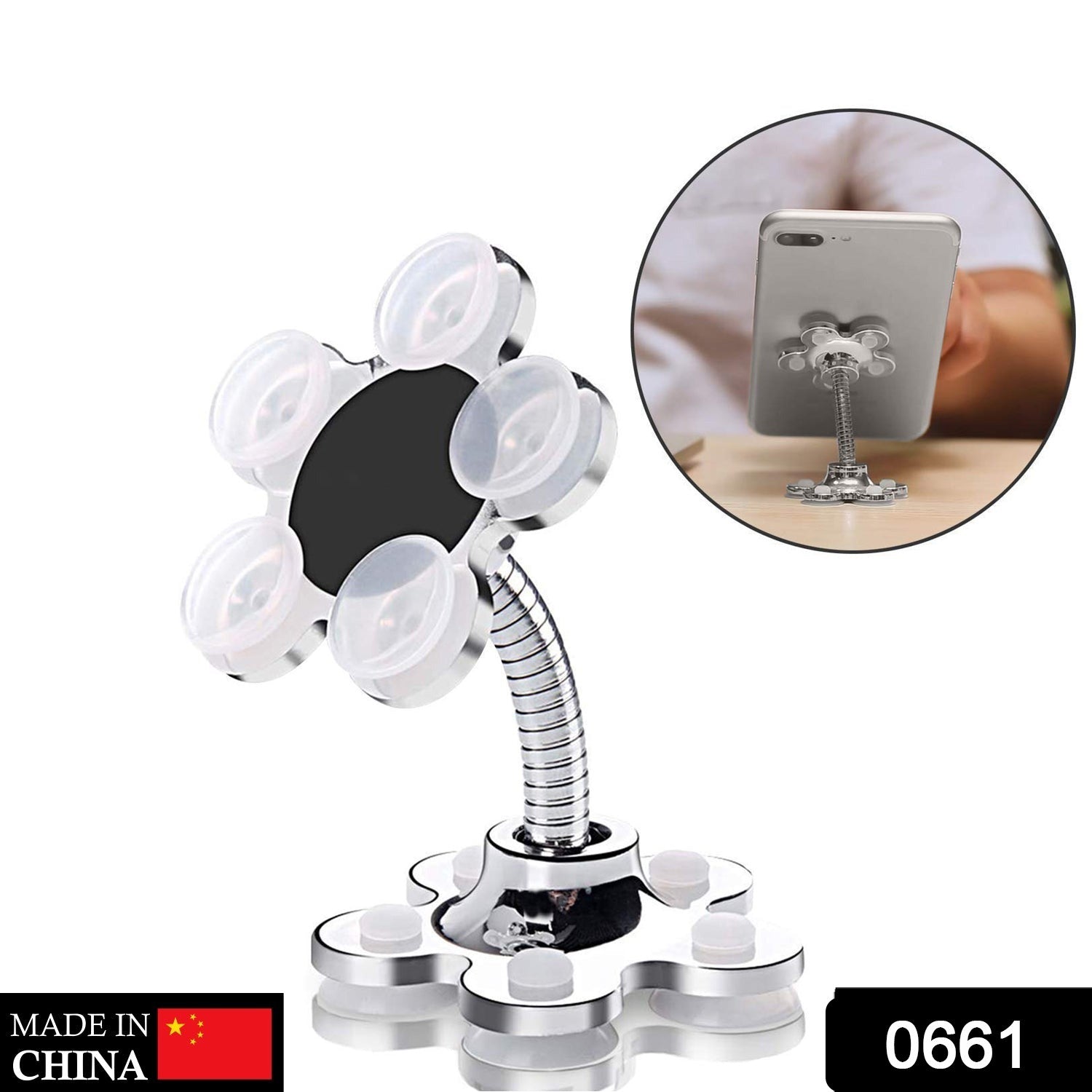 Phone Holder, 360°Rotatable Phone Stand Multi-Function Double-Sided Suction Cup Mobile Phone Holder vip stand - Bhavnagar Deodap