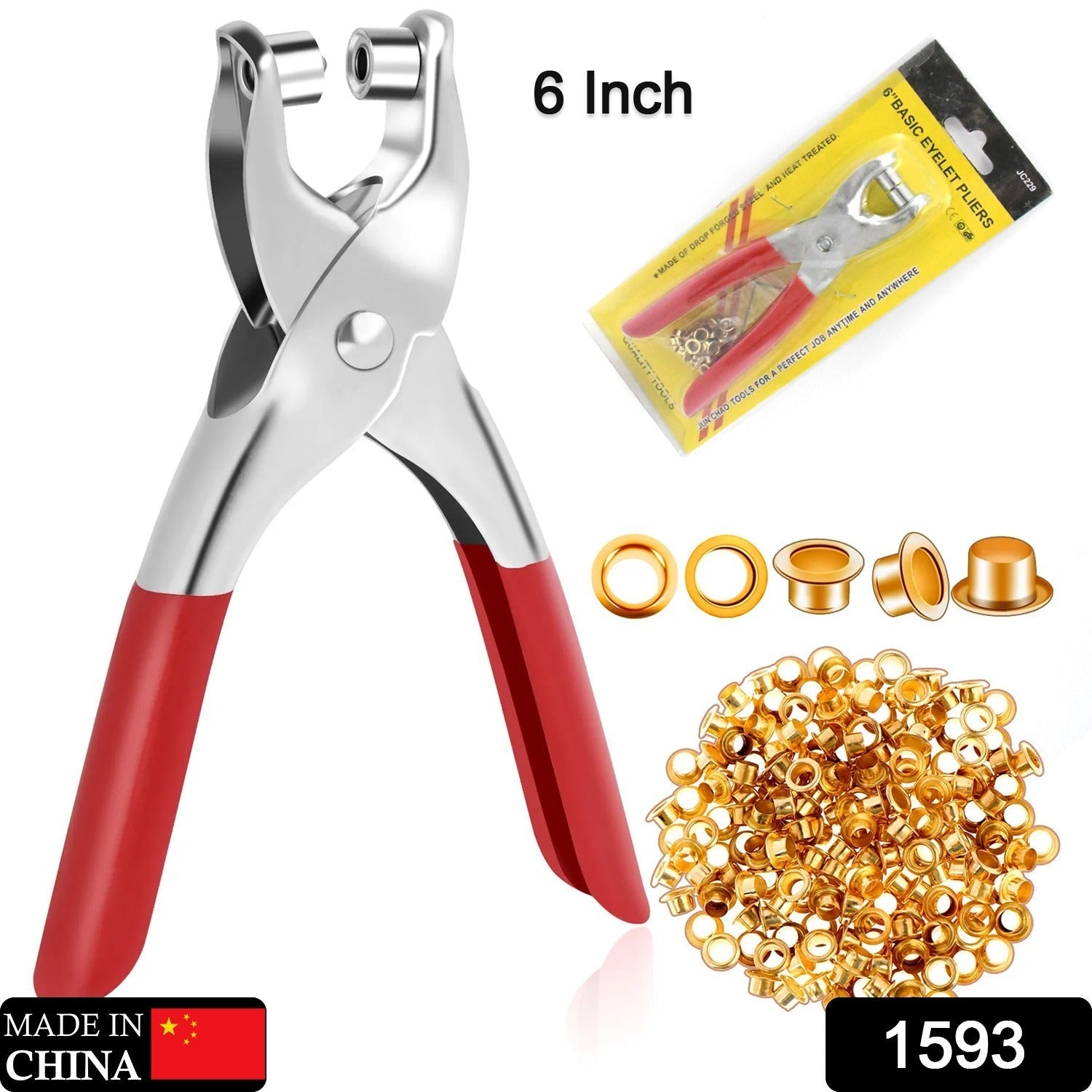Grommet Setting Tool with 25 PCS Gold Eyelets Grommets Steel Hole Punch Setter Kit for Leather, Canvas, All Fabrics Men and Women Clothes, Shoes, Belts, Bags, Crafts - Bhavnagar Deodap