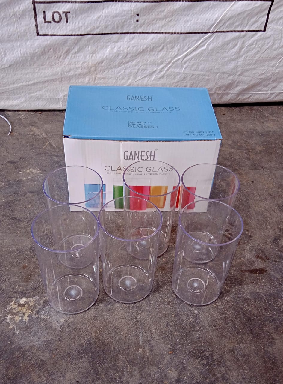 Ganesh Classic Plastic Glass Set of-6 (Each Glass 350ml) - Bhavnagar Deodap
