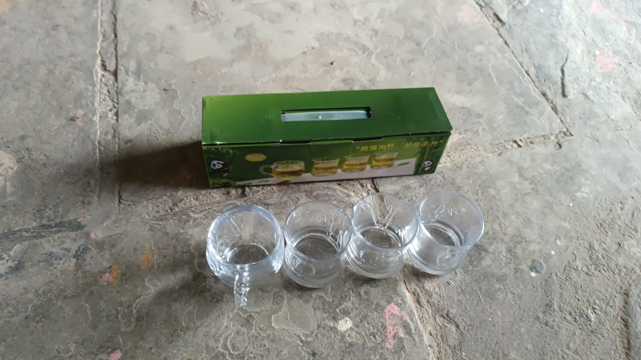 Glass 3 Pc Tumbler & 1 Pc Cup Set (4 Pcs Set) - Bhavnagar Deodap