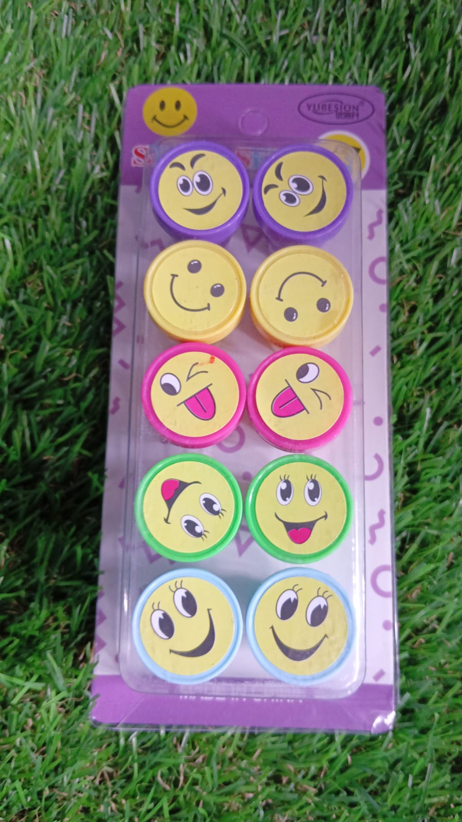 Emoticon Stamps 10 pieces in Round Shape Stamp (Multicolor / 10 Pc) - Bhavnagar Deodap