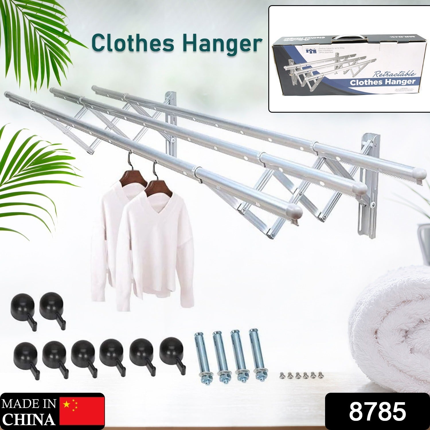Clothes Rail Rack Clothes Drying Racks, Airer Clothes Drying Rack Wall Mounted Clotheshorse Clothes Airer Washing Cloth Line Extendable Fold Towel Rack Bar for Bathroom Indoor Outdoor - Bhavnagar Deodap