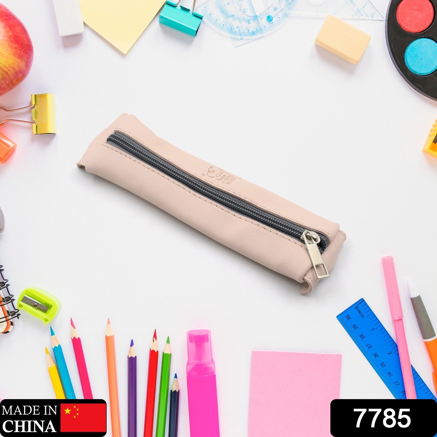 Leather Pencil Case high-quality leather pencil pouch ideal of School (1Pc) - Bhavnagar Deodap