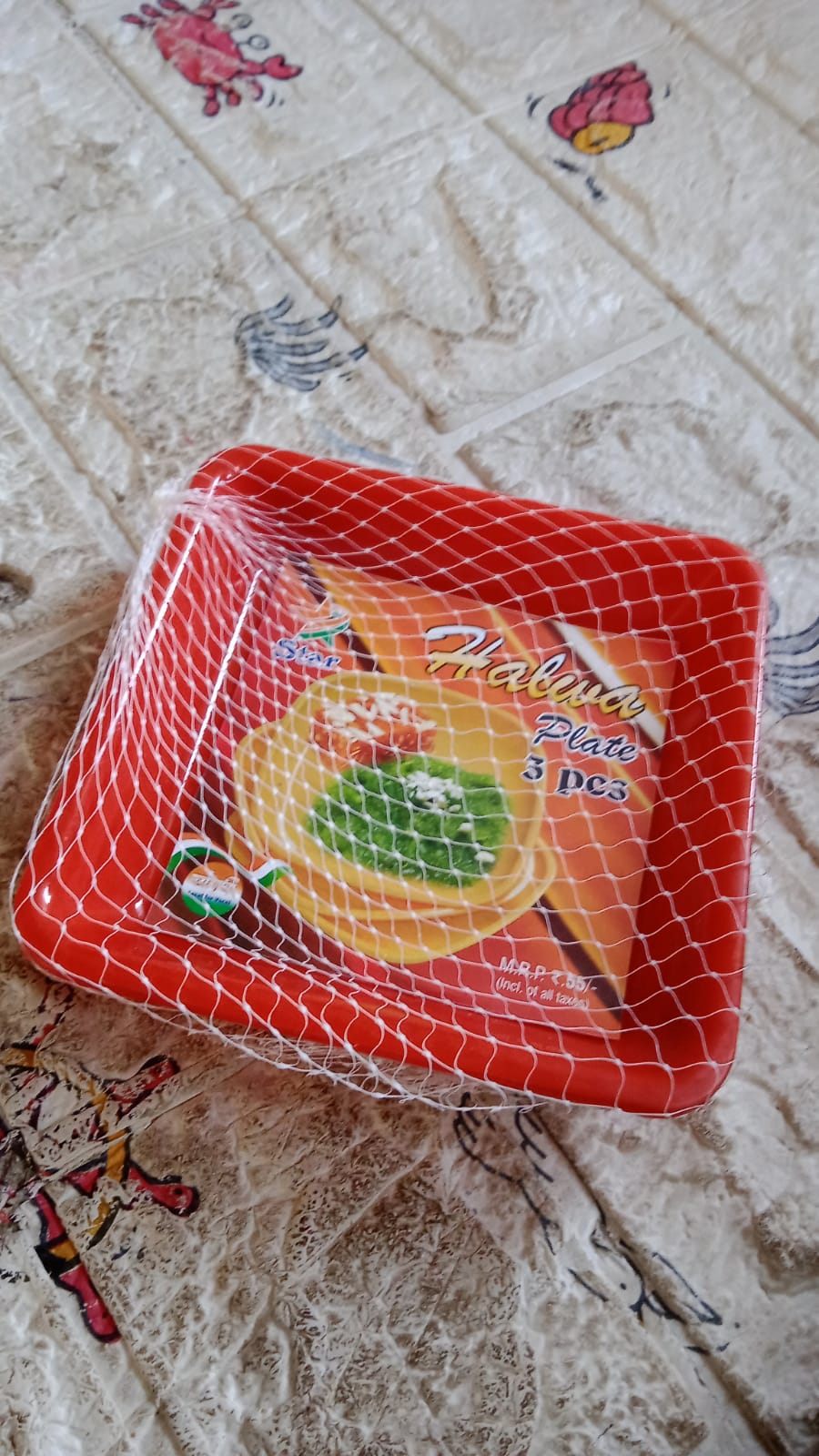 Square Plastic Halwa Dinner Plate Snacks / Breakfast, Restaurant Serving Trays Home School Coffee Hotel Kitchen Office (3 Pcs Set) - Bhavnagar Deodap