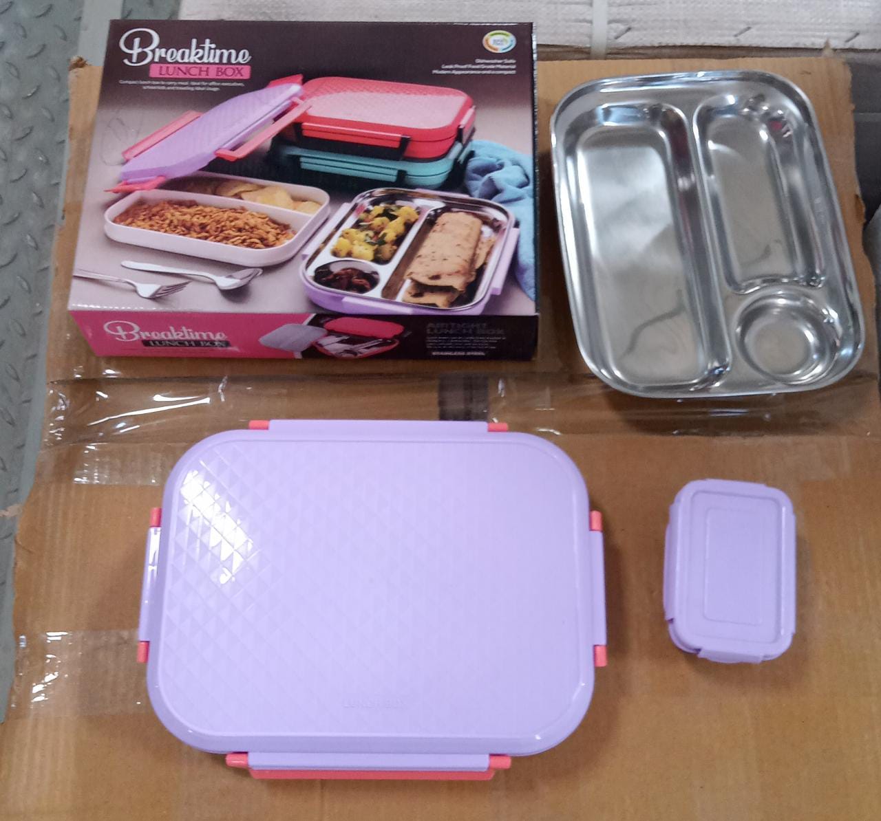 Lunch Box Plastic with steel plate, small lunch box High Quality Box For Kids School Customized Plastic Lunch Box for Girls & Boy - Bhavnagar Deodap