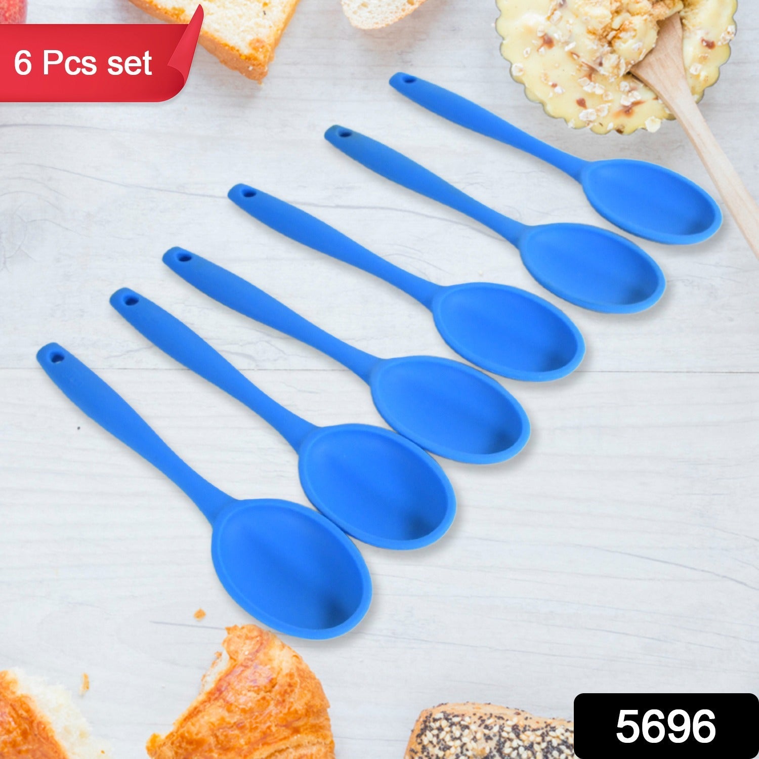 Multipurpose Silicone Spoon, Silicone Basting Spoon Non-Stick Kitchen Utensils Household Gadgets Heat-Resistant Non Stick Spoons Kitchen Cookware Items For Cooking and Baking (6 Pcs Set) - Bhavnagar Deodap