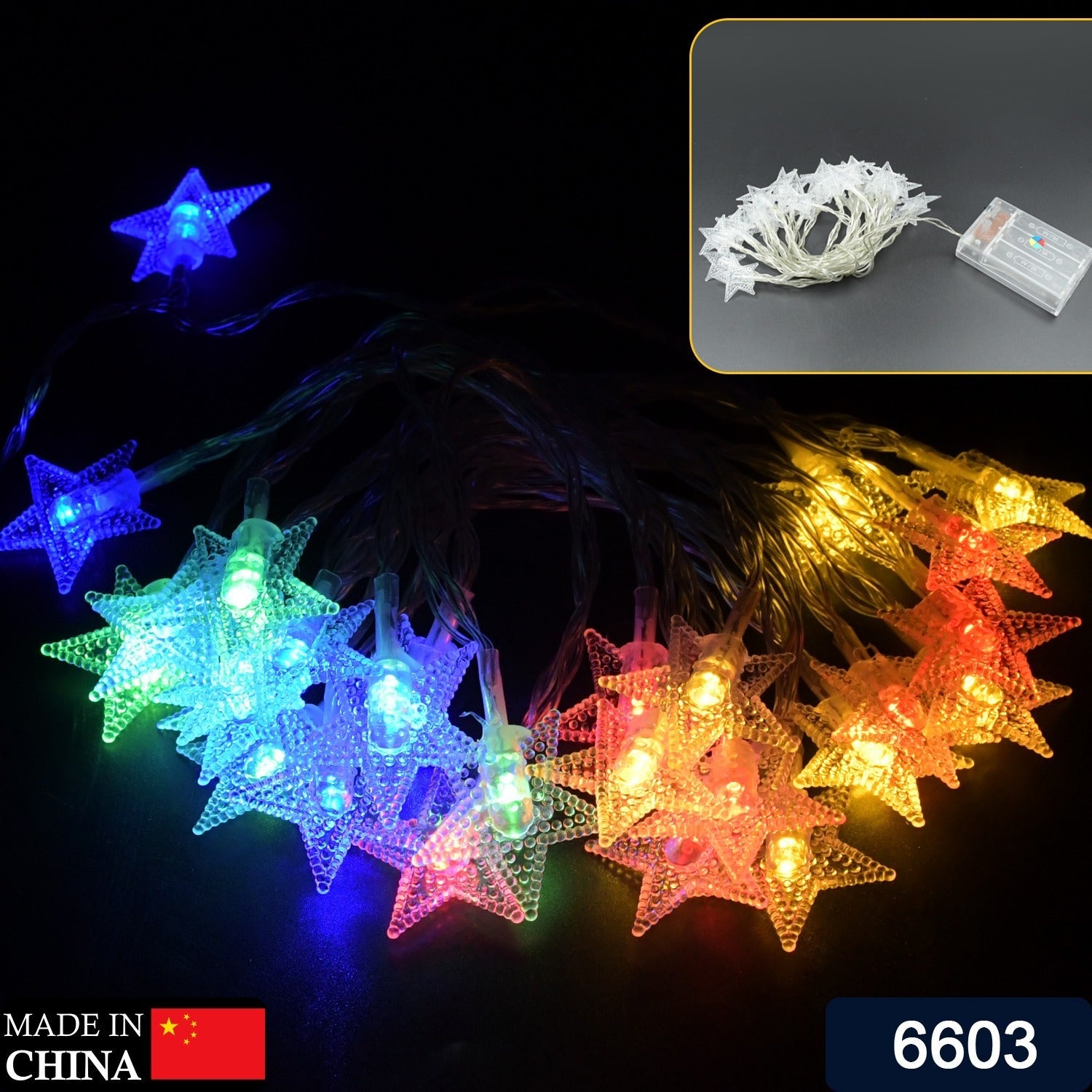 28 LED / Star 3.9 Meter Star Shape Led Light Battery Operated with Flashing Modes for Home Decoration, Kids Room, Waterproof Diwali & Wedding LED Christmas Light Indoor and Outdoor Light ,Festival Decoration (Multicolor Battery Not Included 3.9Mtr) - Bhavnagar Deodap