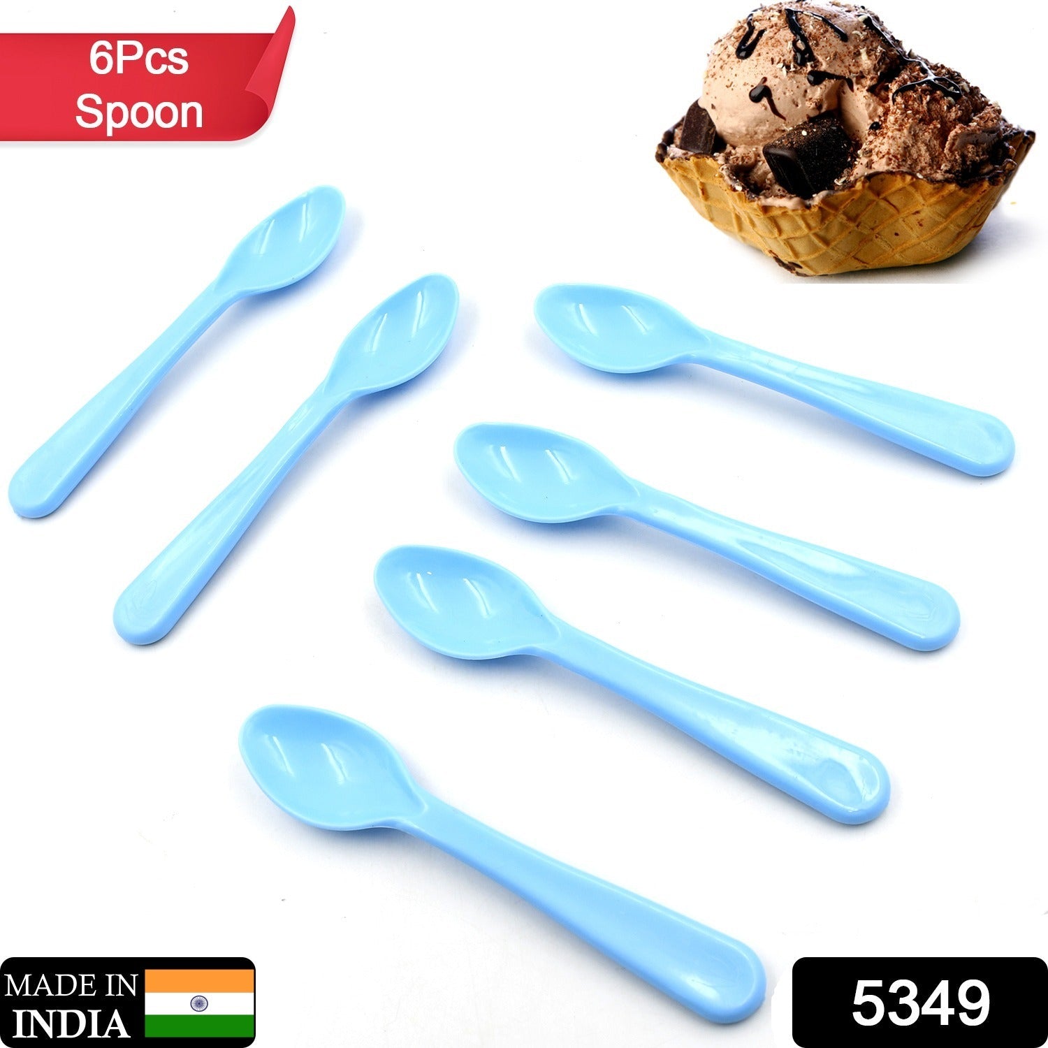 Food Plastic Spoon Set, Plastic Table Spoon Set Plastic Tea Spoon, Coffee with ABS Plastic, Heat-Resistant Spoon (6 Pc Set ) - Bhavnagar Deodap