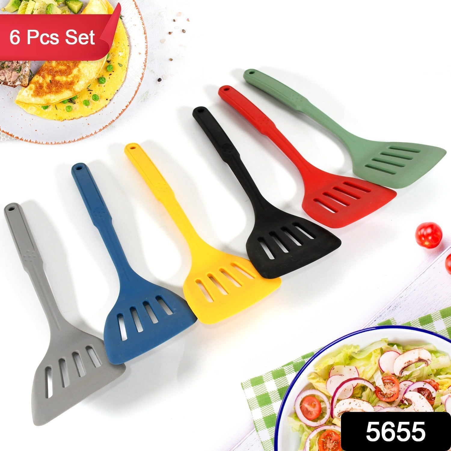 Multipurpose Silicone Spoon, Silicone Basting Spoon Non-Stick Kitchen Utensils Household Gadgets Heat-Resistant Non Stick Spoons Kitchen Cookware Items For Cooking and Baking (6 Pcs Set) - Bhavnagar Deodap