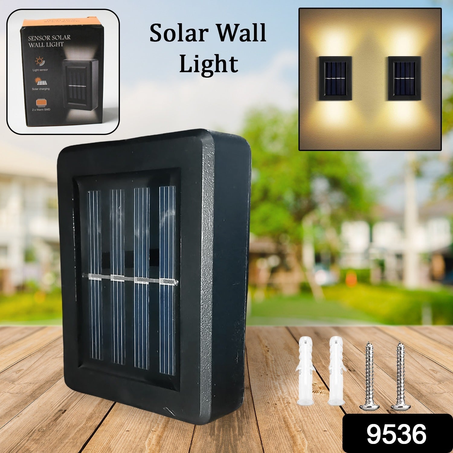 Solar Wall Lights Small Fence Lights Solar Powered Up Down LED Porch Light Garden Lights Outdoor Solar Landscape Lights WaterProof Light (1 Pc) - Bhavnagar Deodap