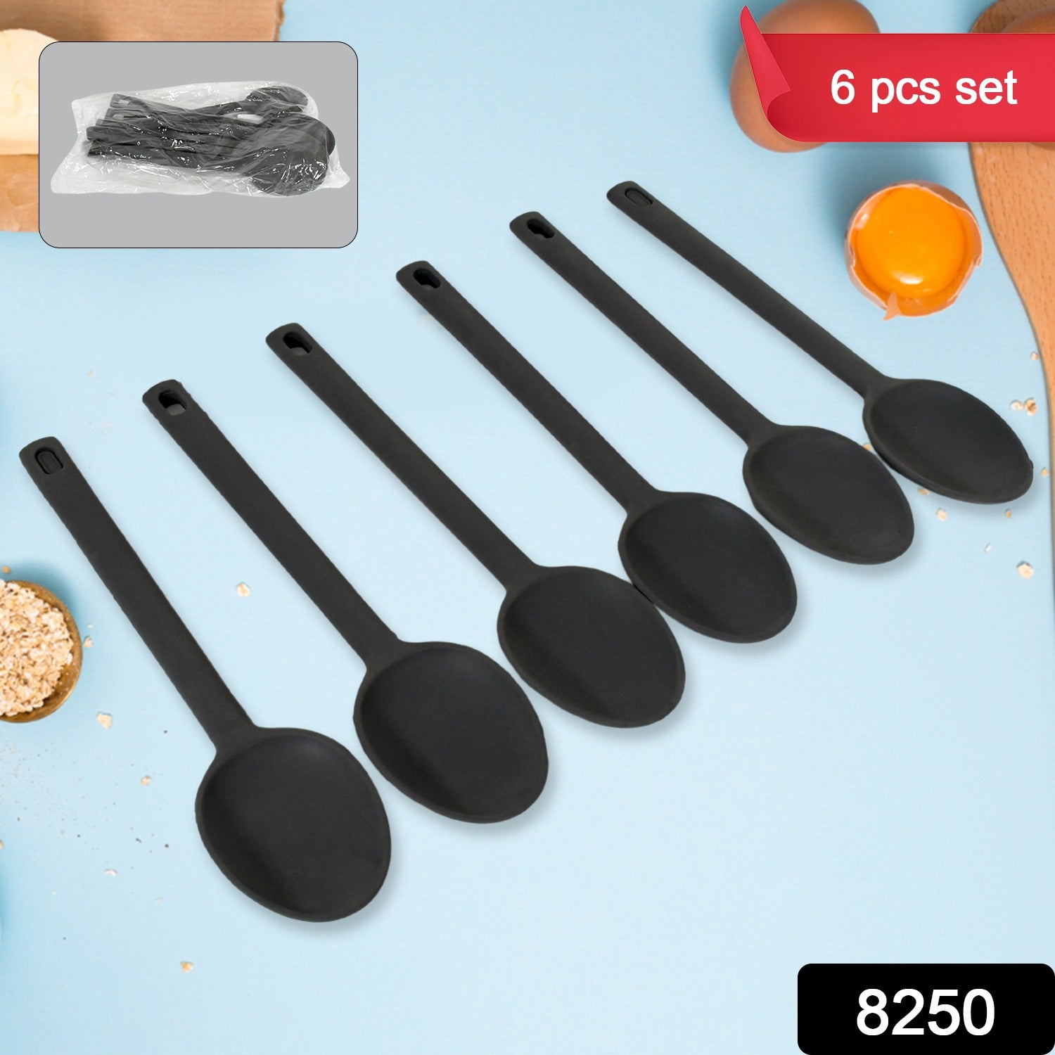 Multipurpose Silicone Spoon, Silicone Basting Spoon Non-Stick Kitchen Utensils Household Gadgets Heat-Resistant Non Stick Spoons Kitchen Cookware Items For Cooking and Baking (6 Pcs Set) - Bhavnagar Deodap