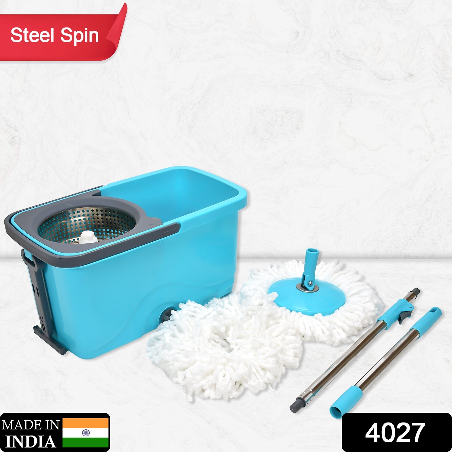 QUICK SPIN MOP PLASTIC SPIN, BUCKET FLOOR CLEANING, EASY WHEELS & BIG BUCKET, FLOOR CLEANING MOP WITH BUCKET - Bhavnagar Deodap