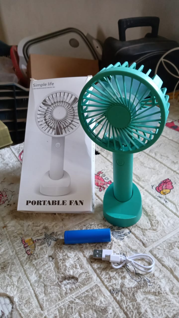 Portable Handheld Fan With 3 Speeds Battery Operated Fan Rechargeable Multi Colors As Base Phone Holder Fan (Battery Included) - Bhavnagar Deodap