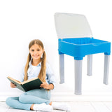 Study Table And Chair Set For Boys And Girls With Small Box Space For Pencils Plastic High Quality Study Table (Blue) - Bhavnagar Deodap