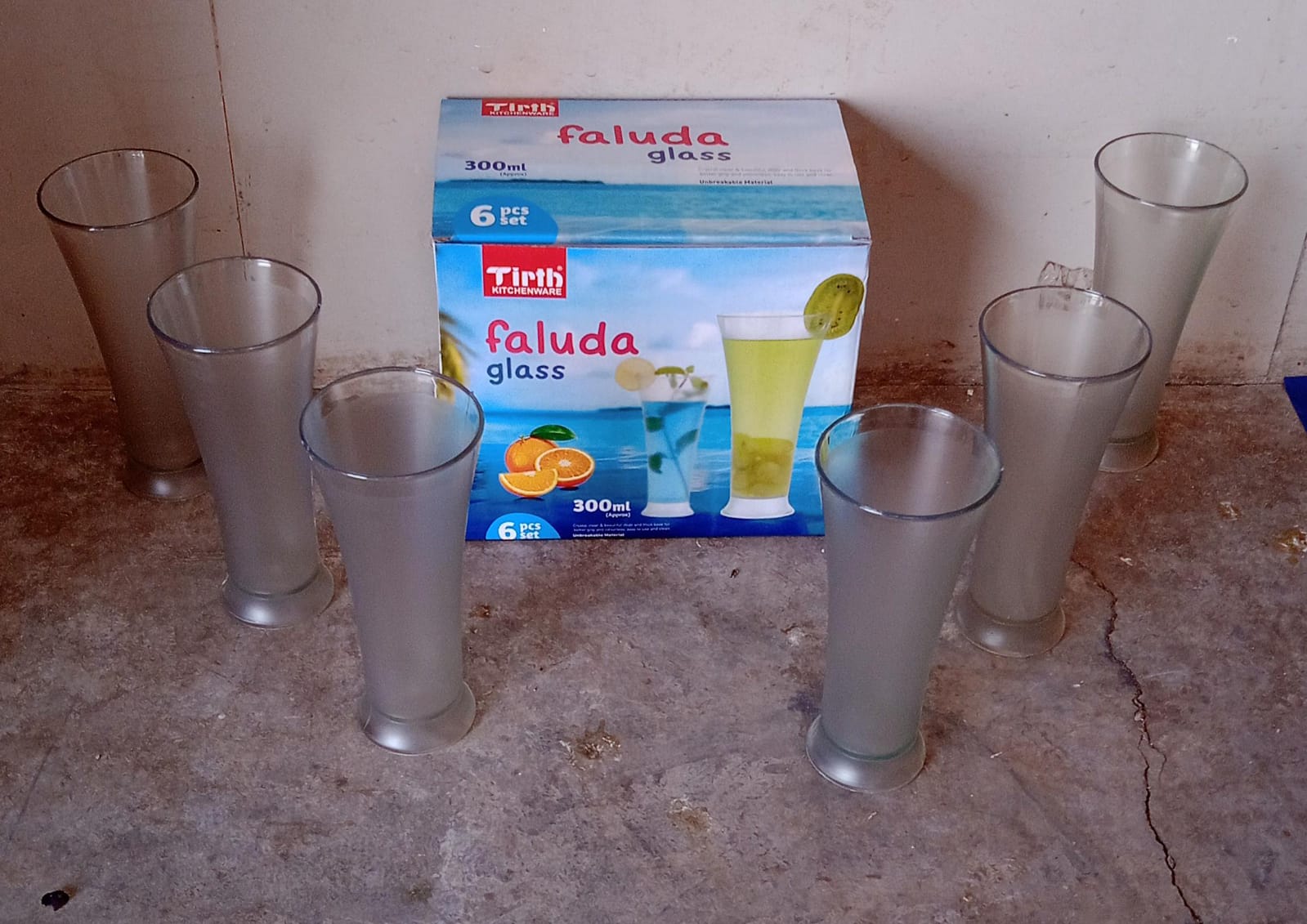 High Quality Faluda, ice cream, Juicer and Water Glasses Set of 6 Transparent, Drinking Water Glasses Stylish Glasses for Faluda, Water, Juice, Glass Set of 6 Pcs (300 ML Approx) - Bhavnagar Deodap