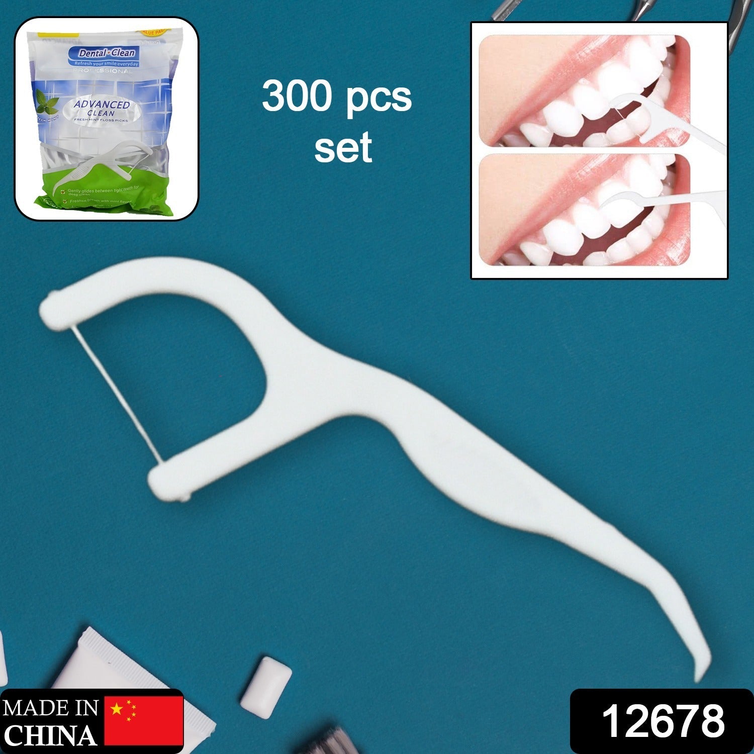 2 In 1 Tooth Picks Flosses, Portable Toothpicks, Resealable Oral Care Dental Flosser, Easy Storage Dental Pick for Fresh Breath and Healthy (300 Pcs Set) - Bhavnagar Deodap