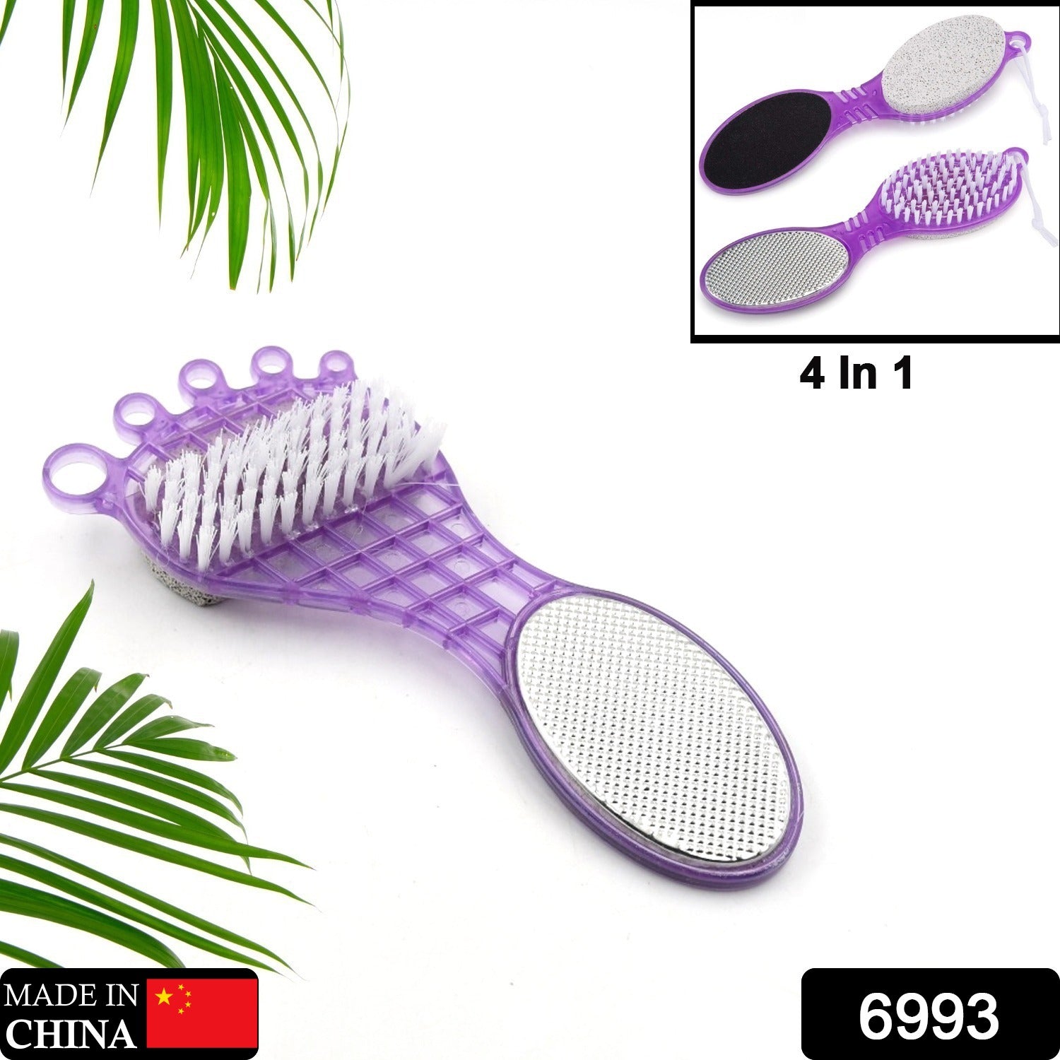 4 in 1 Pedicure Tool for Rough & Dry Feet Dual-Sided with Pumice Stone Soft Brush Steel Scrubber & Emery File Softens Hard Foot Corns & Calluses Cleanses & Smoothens Dull Feet - Bhavnagar Deodap