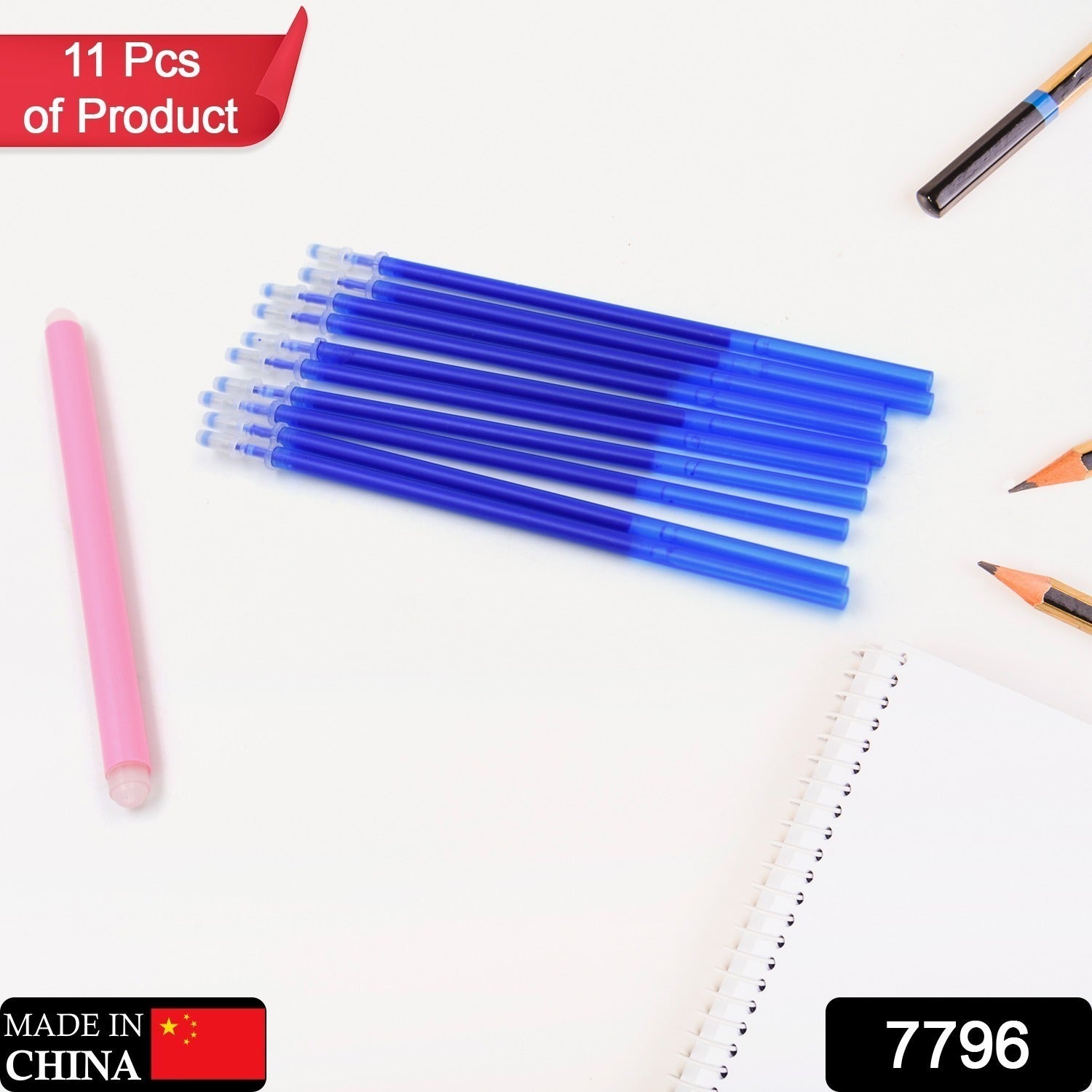 School Office Erasable Fabric Marking Pens, Full Needle Refills Blue Gel Pen Refill Replacement, for School Pen Writing Tools Kawaii Stationery (11 Pc Set) - Bhavnagar Deodap