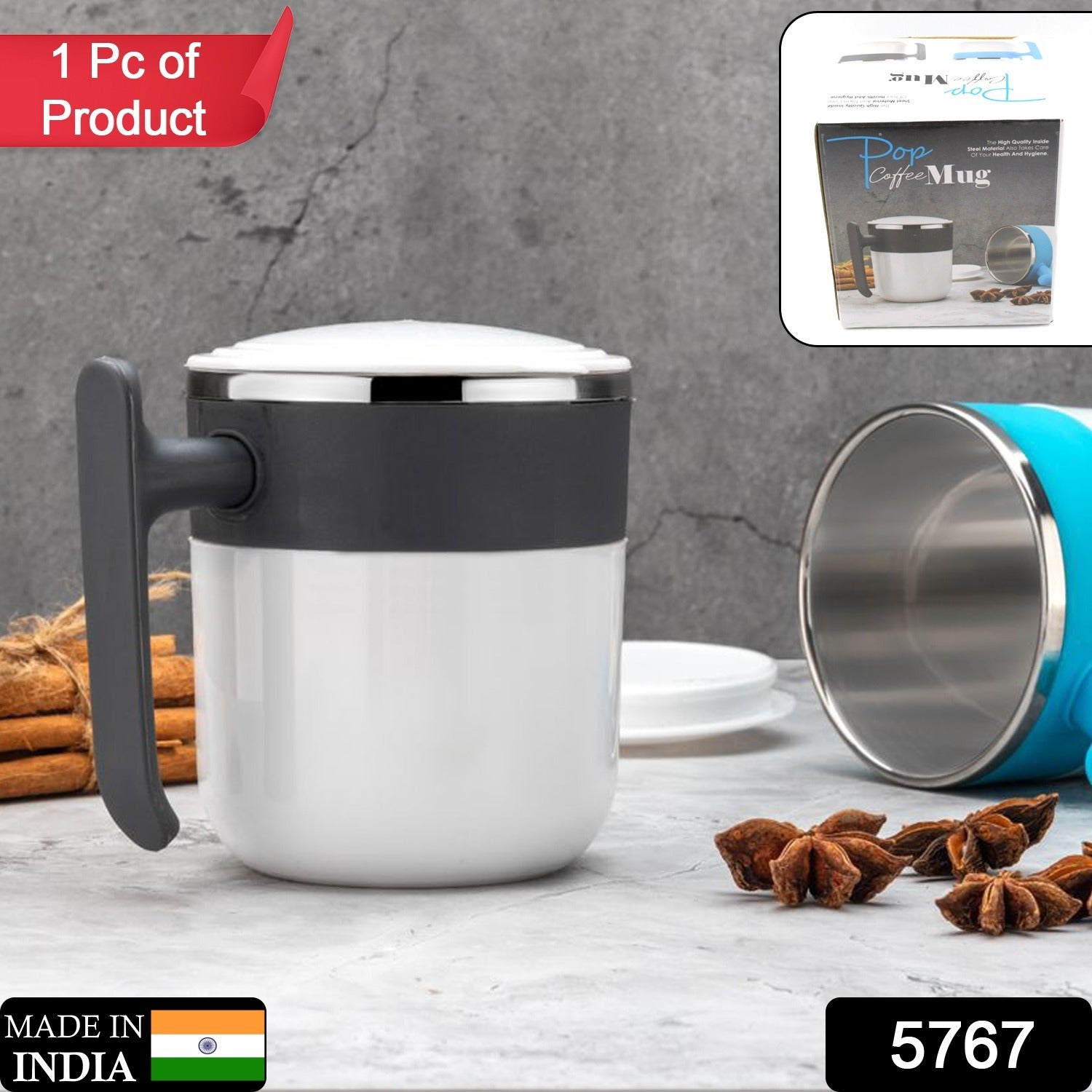 Stainless Steel Lid Cover Hot Coffee/Tea Mug Hot Insulated Double Wall Stainless Steel, Coffee and Milk Cup with Lid - Coffee Cup (1 Pc ) - Bhavnagar Deodap
