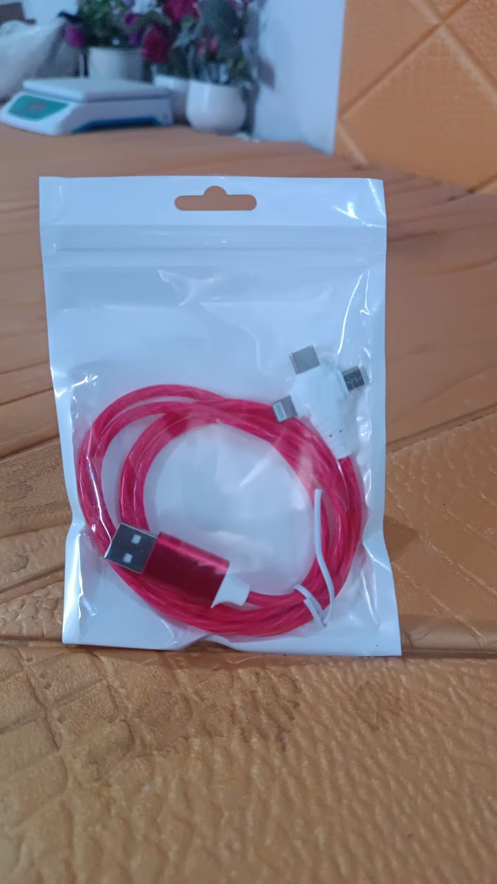 3 in 1 Charging Cable Light Up Fast Charger Lighting Cable - Bhavnagar Deodap