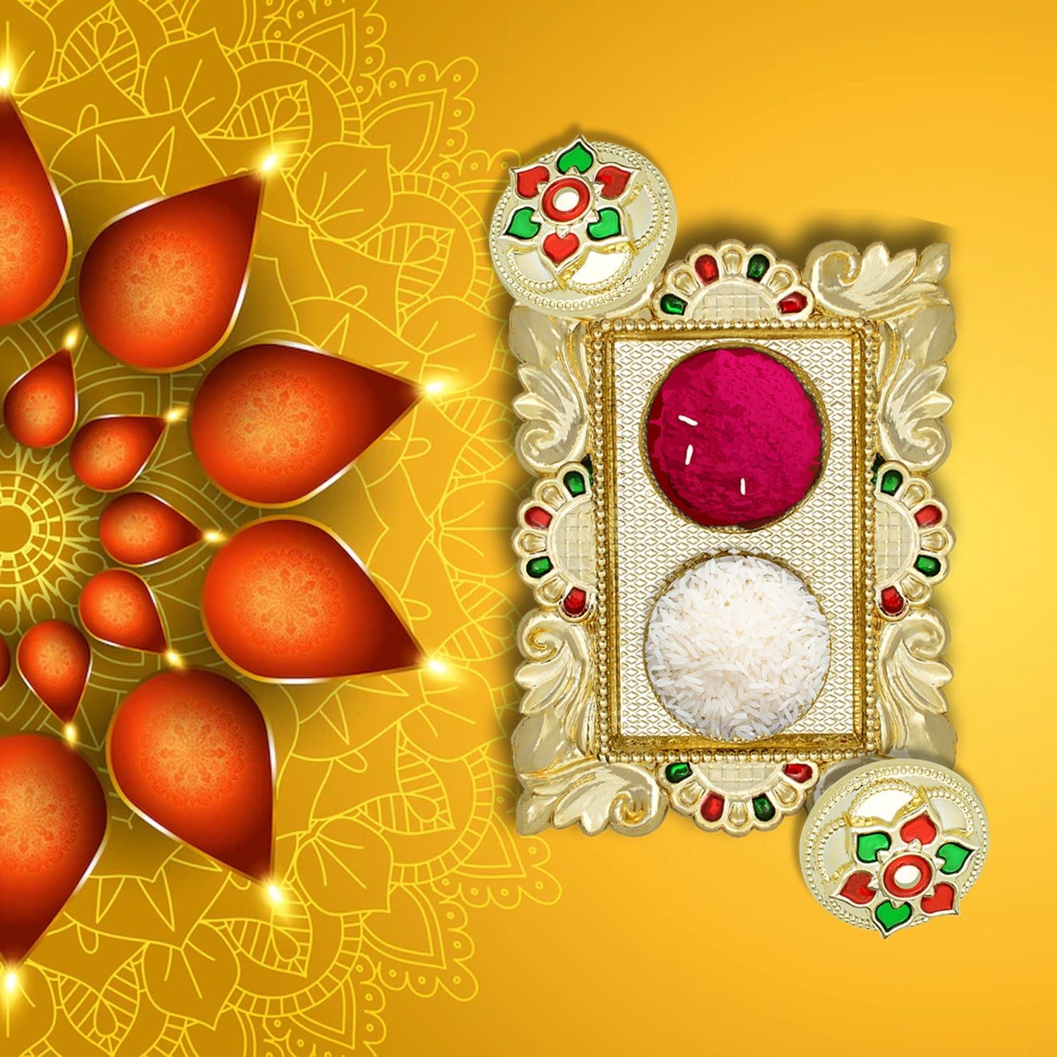 Rakasha Bandhan Special Puja Thali, Kumkum Thali Holder, Pooja Return Gift, Indian Housewarming Gifts, Brother / Bhai / Bhabhi / Sister / Family  Rakhi for Rakshabandhan, Diwali - Bhavnagar Deodap
