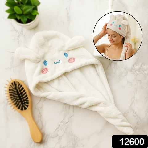 Soft Microfiber Cartoon Design Hair Drying Towel Wrap with Button Closure (1 Pc)
