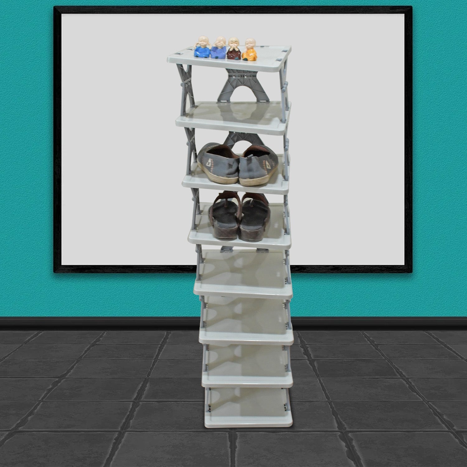 Foldable Shoe Rack (1 Pc, 8 Layers): Space-Saving, Entryway Storage - Bhavnagar Deodap