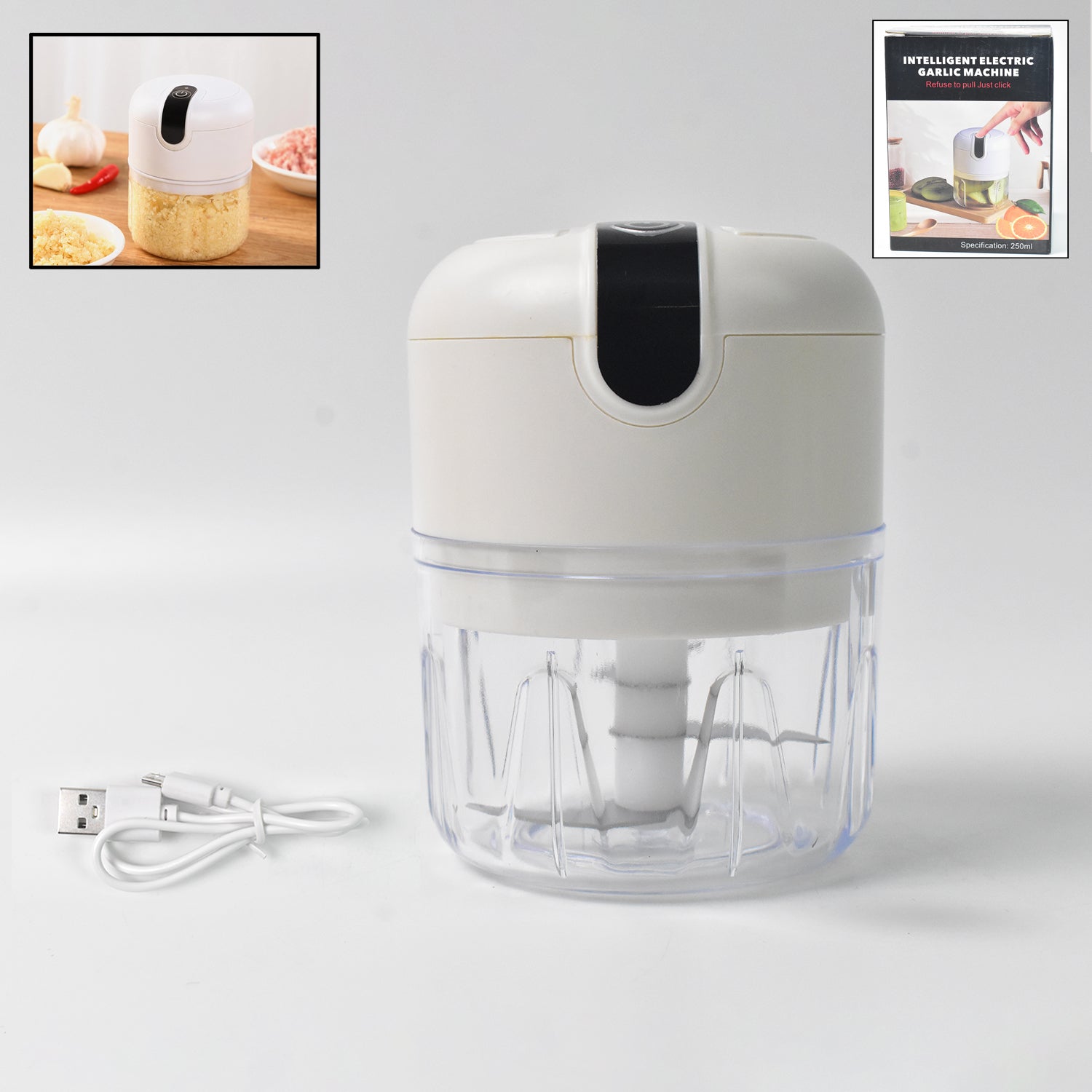 Wireless USB Rechargeable Mini Electric Garlic Machine / Chopper (250Ml) - Bhavnagar Deodap