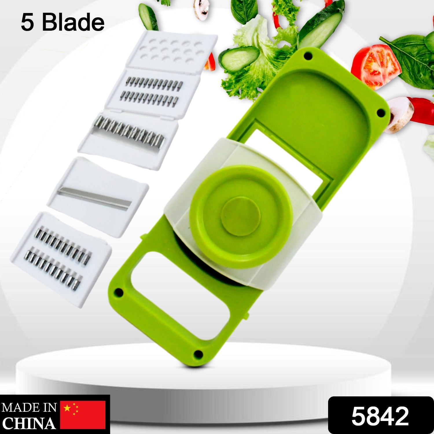 Slicer for Kitchen 5 in 1 Foldable Vegetable Slicer Blade Potato Cutter, Veggie Slicer, Onion Slicer, Julienne Grater with Protective Guards, Stainless Steel Blade - Bhavnagar Deodap