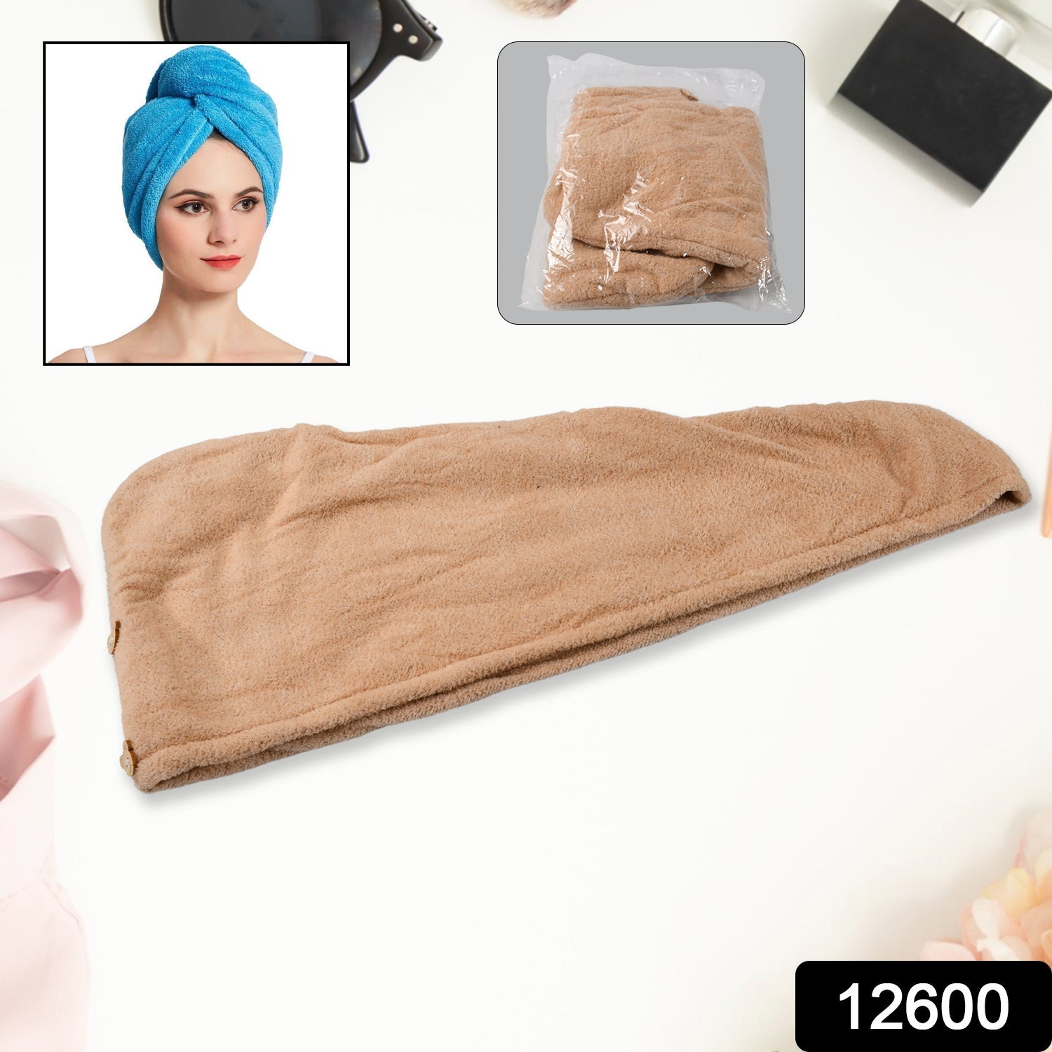 Microfiber Hair Wrap Towel Cap, Quick Turban Hair-Drying Absorbent Microfiber Towel / Dry Shower Caps (1 Pc) - Bhavnagar Deodap