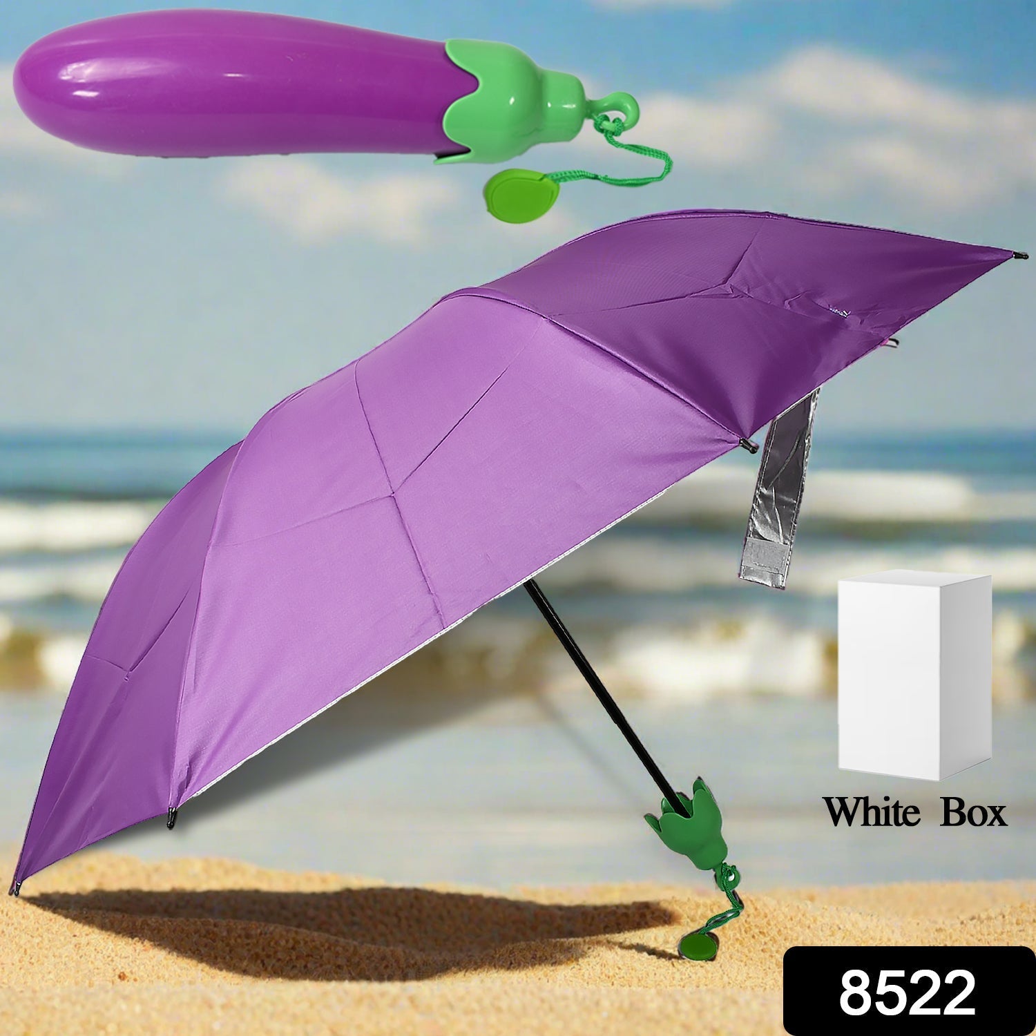 Vegetable shaped Folding Umbrella, Plastic Case Creative Fashion Folding Mini Sun Shade Rain Umbrella, Unique Umbrella, Sun & UV Protection, Cute Design (1 Pc) - Bhavnagar Deodap