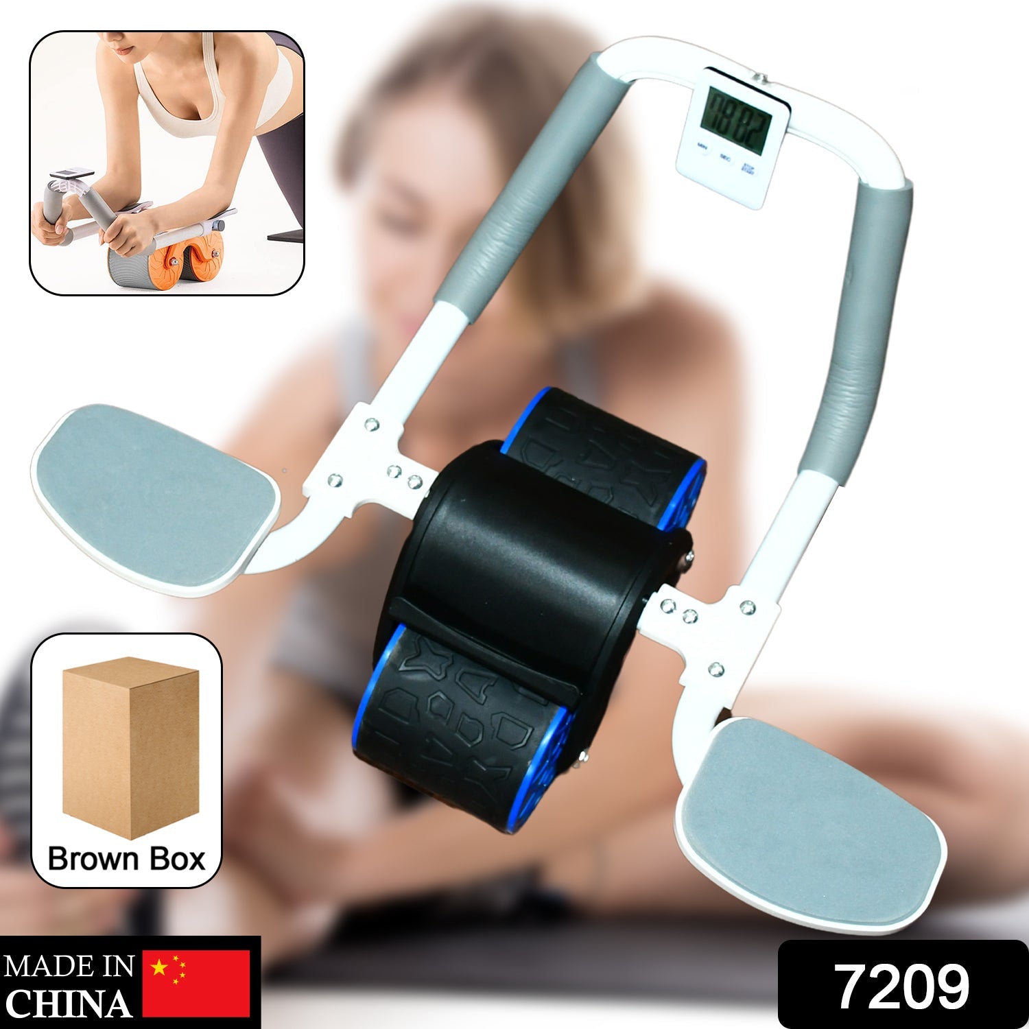 Abdominal Roller Wheel, Automatic Rebound Sponge Handle, Double Wheel Abdominal Roller, Non-Slip Timer Function with Elbow Support for Exercises for Body Fitness Strength Training Home Gym - Bhavnagar Deodap