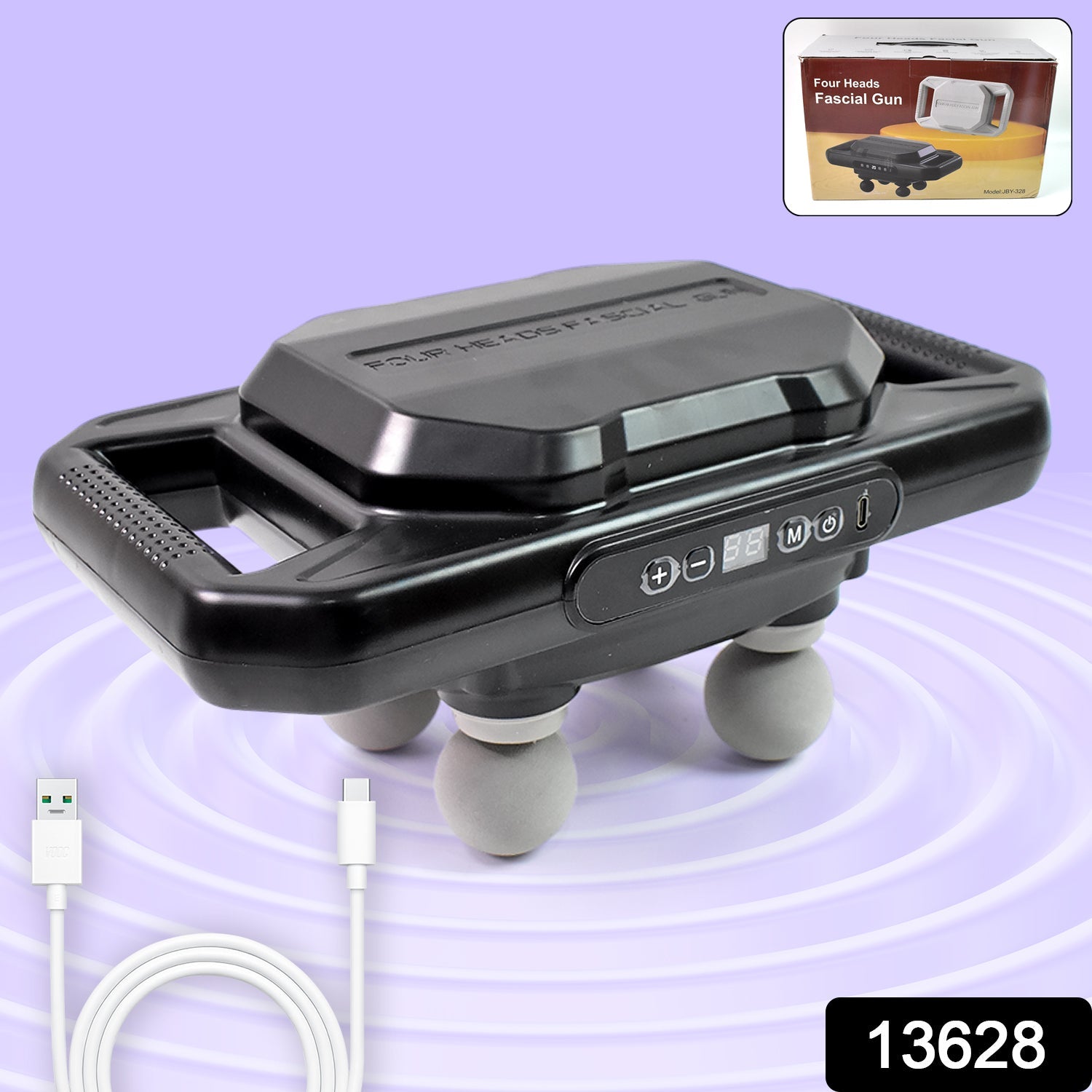 Handheld Full Body Massager 4-Head Massage Gun (1 Pc / Mix Color) - Bhavnagar Deodap