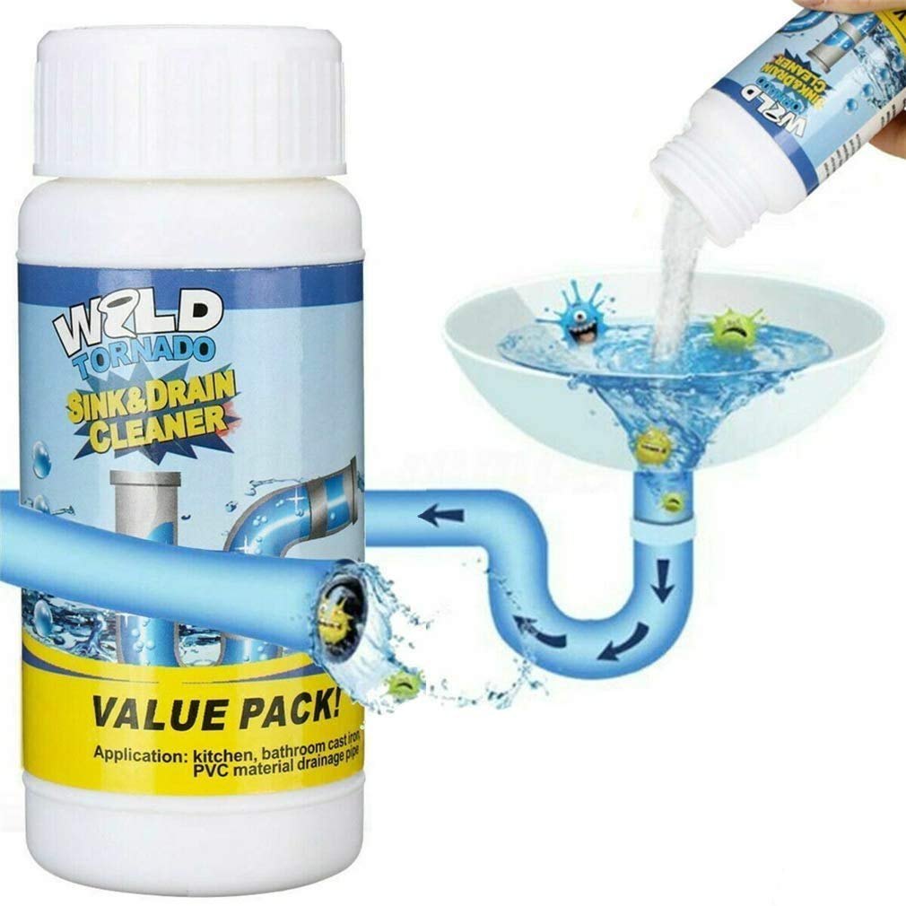 Powerful Sink and Drain Cleaner, Portable Powder Cleaning Tool Super Clog Remover Chemical Powder Agent for Kitchen Toilet Pipe Dredging (110 Gm) - Bhavnagar Deodap