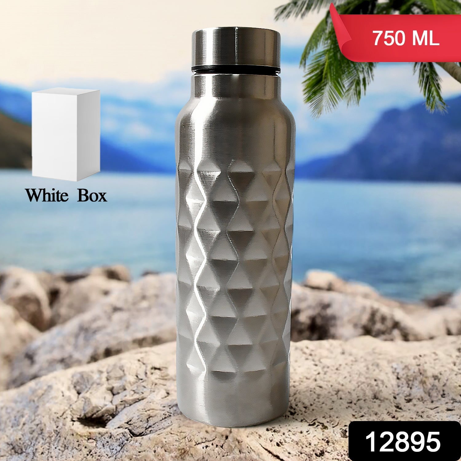 Stainless Steel Fridge Water Bottle, Diamond Design, Leak Proof, SS Water Bottle for Office, School, Gym, Refrigerator, and Home use (750ml Approx) - Bhavnagar Deodap